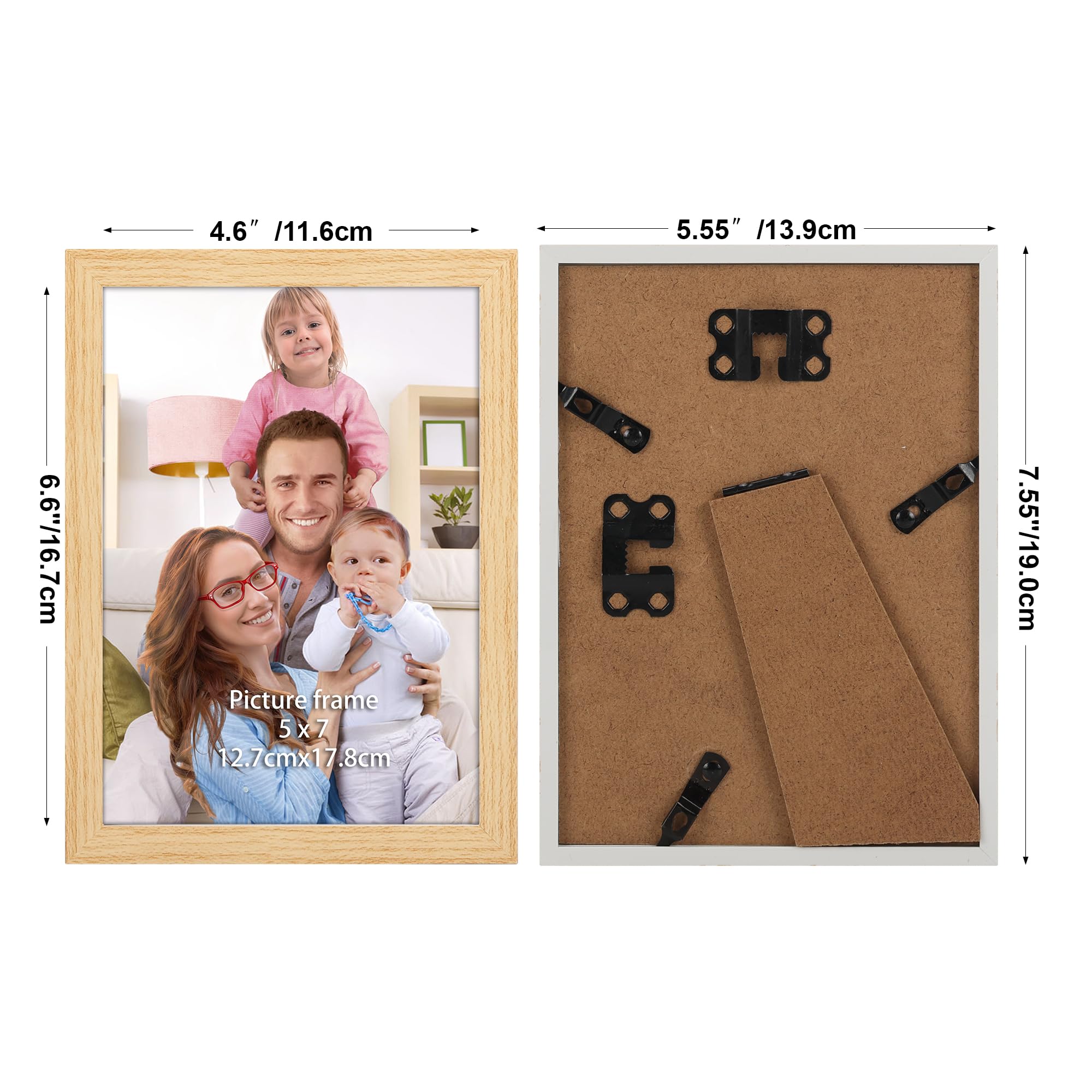 Giftgarden 5x7 Picture Frame Natural Woodgrain, 5 by 7 Thin Photo Frame for Wall Tabletop Display, Single