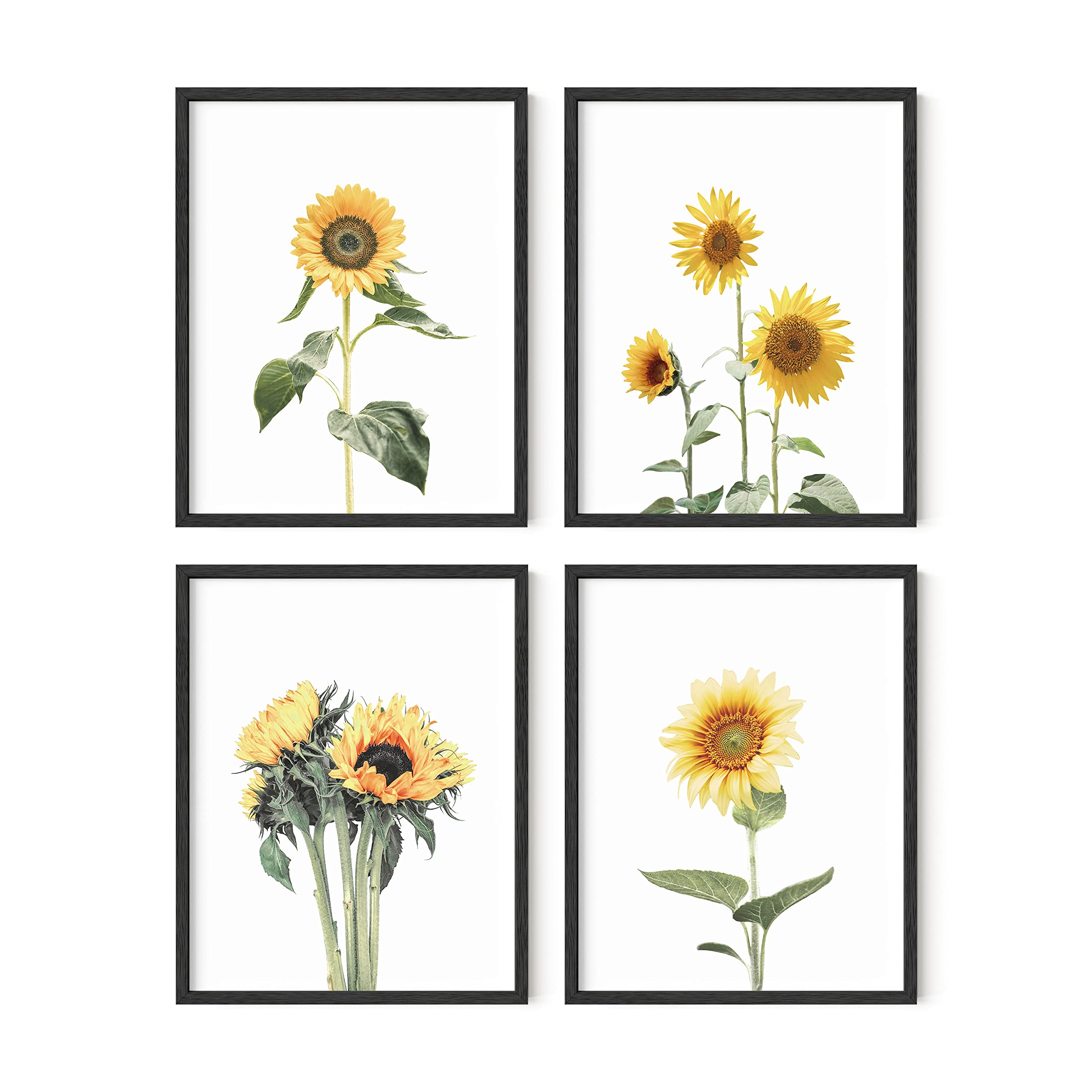 Sunflower Wall Decor And Sunflower Posters - By Haus And Hues | Set Of 4 Sunflower Set Collage Bedroom Decor Sunflower Paintings