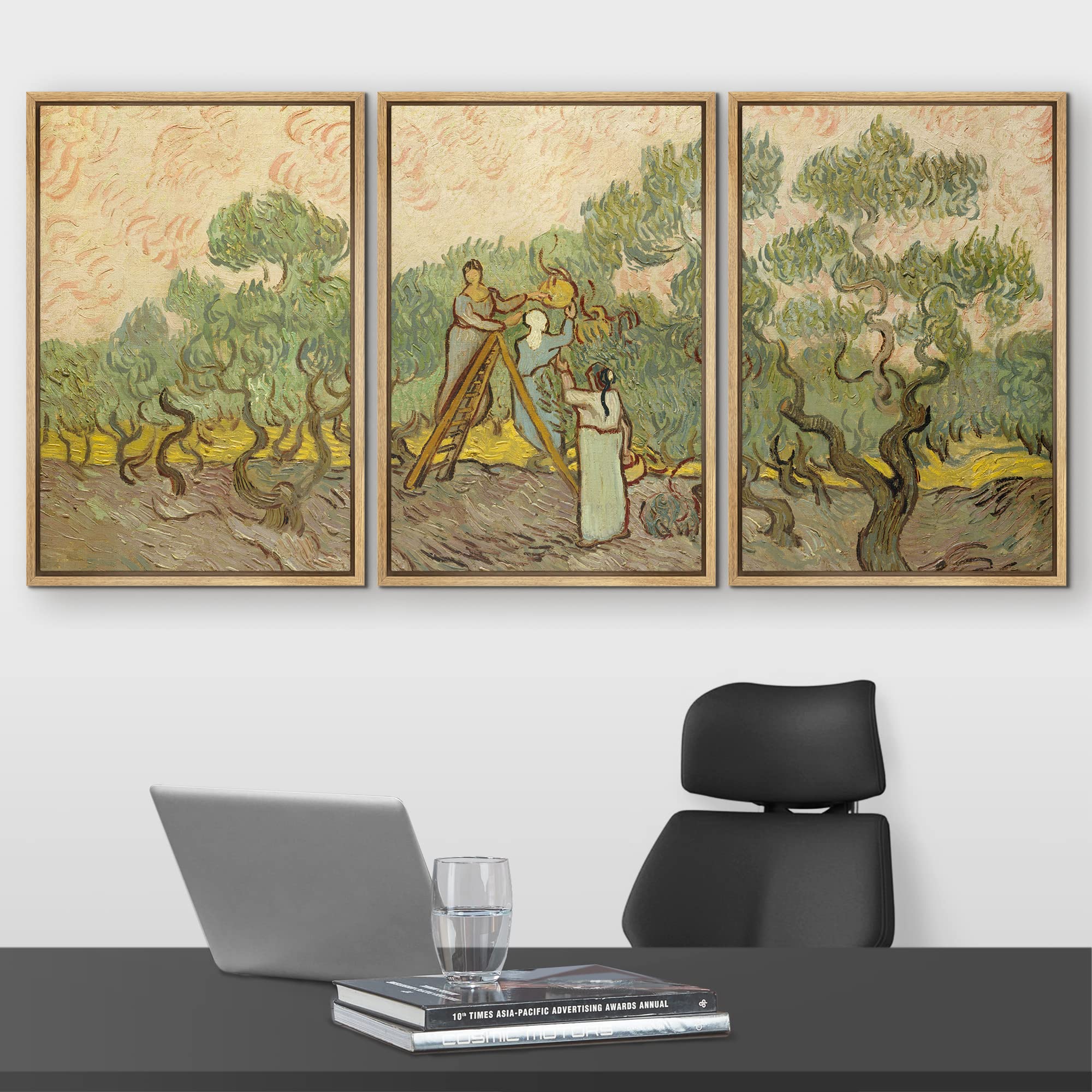 Wall26 Framed Canvas Print Wall Art Set Women Picking Olives By Vincent Van Gogh Nature Wilderness Illustrations Fine Art Relax/