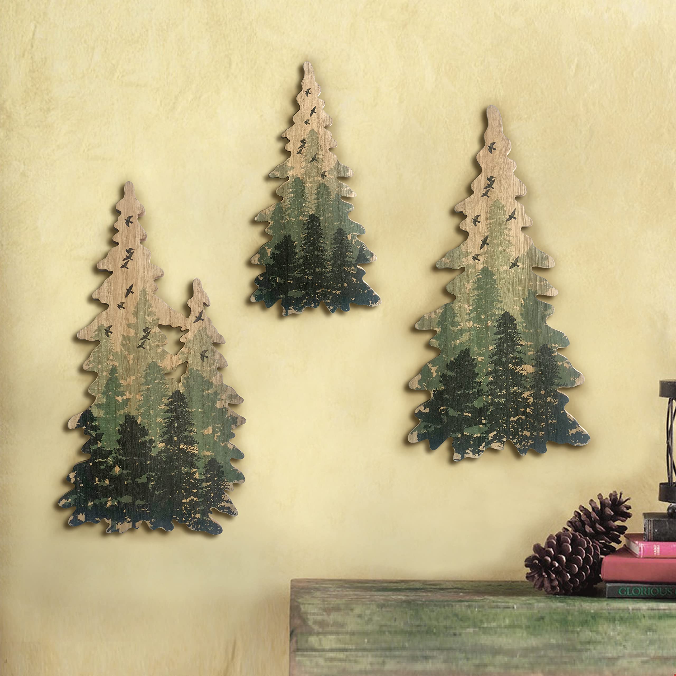 Limygus Woodland Wall Art Paintings Bushes Wall Decorations Set Of 3