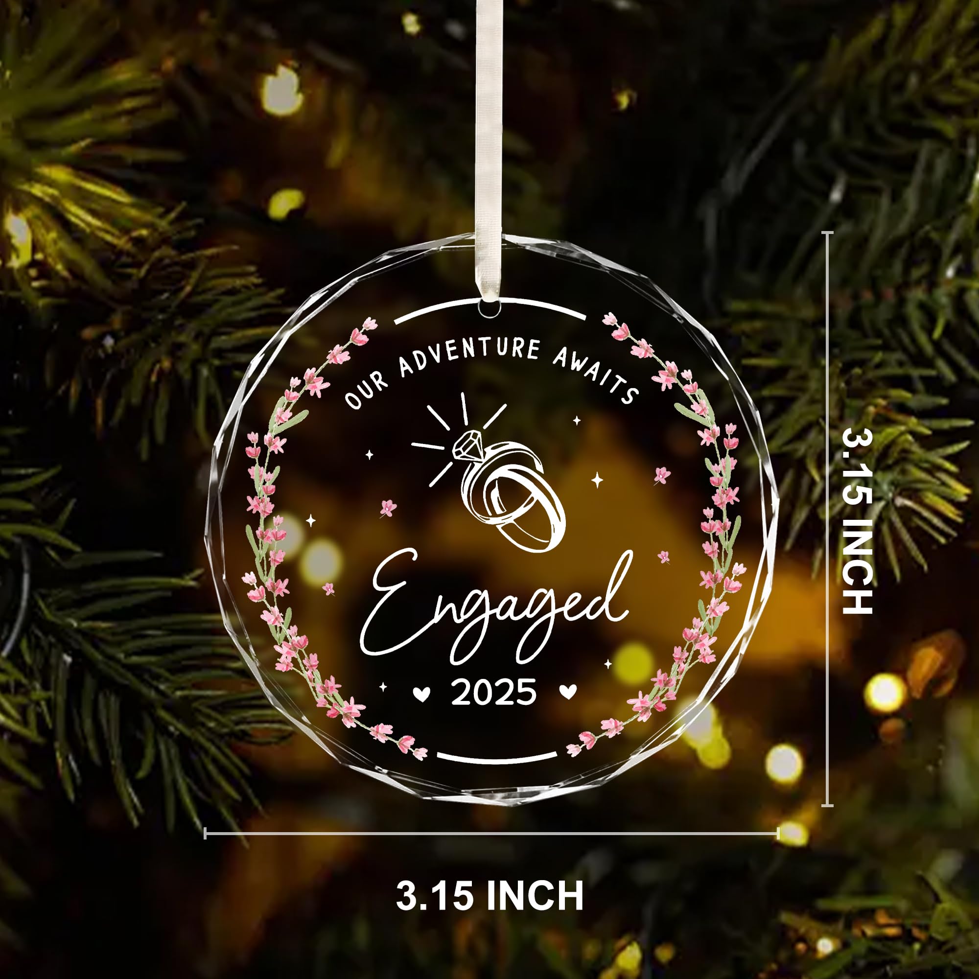 Engaged Ornament 2025, Engaged Christmas Ornament 2025 Stocking Stuffers for Couples House Warming Gifts New Home First Engageme