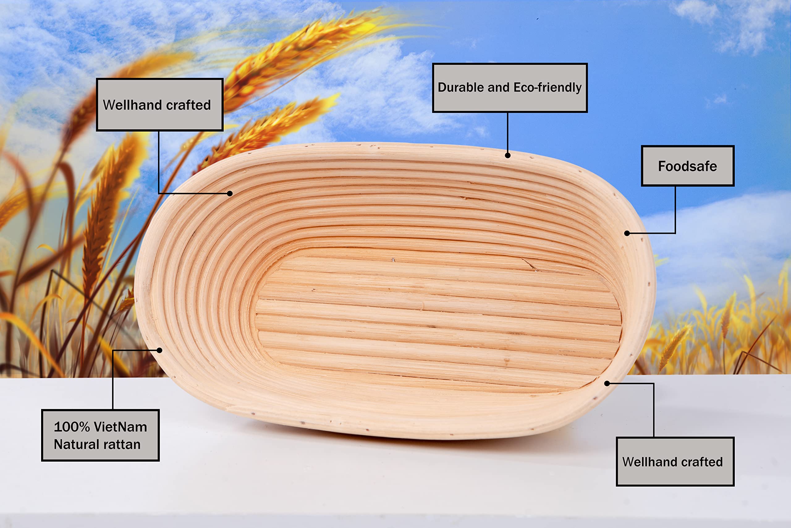 Homebakee Banneton Proofing Basket [Set Of 2 | 9 Inch] For Sourdough Bread Baking | Bread Proofer | Bread Proofing Basket | Roun