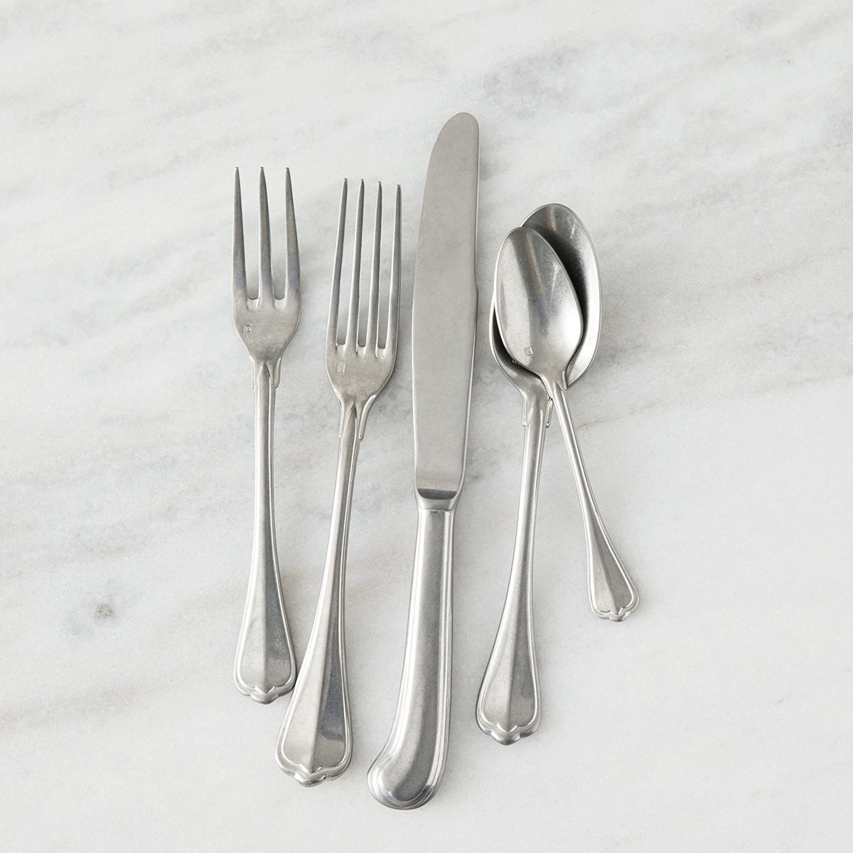 Fortessa San Marco Flatware 5 Piece Place Setting, Antique Silver ...