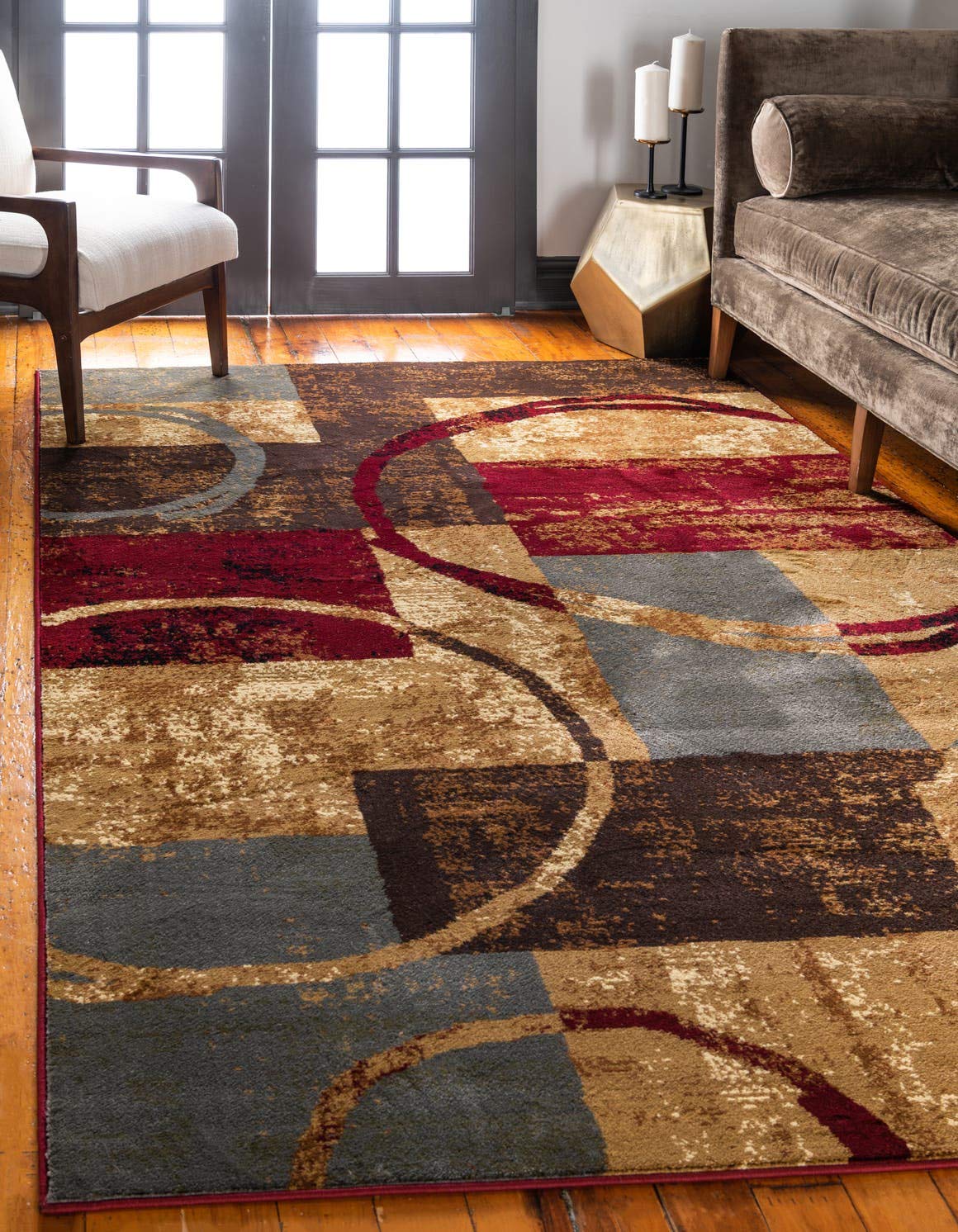 Unique Loom Barista Collection Area Rug - Kouillou (4 1 x 6 1 Rectangle, Multi/ Brown)