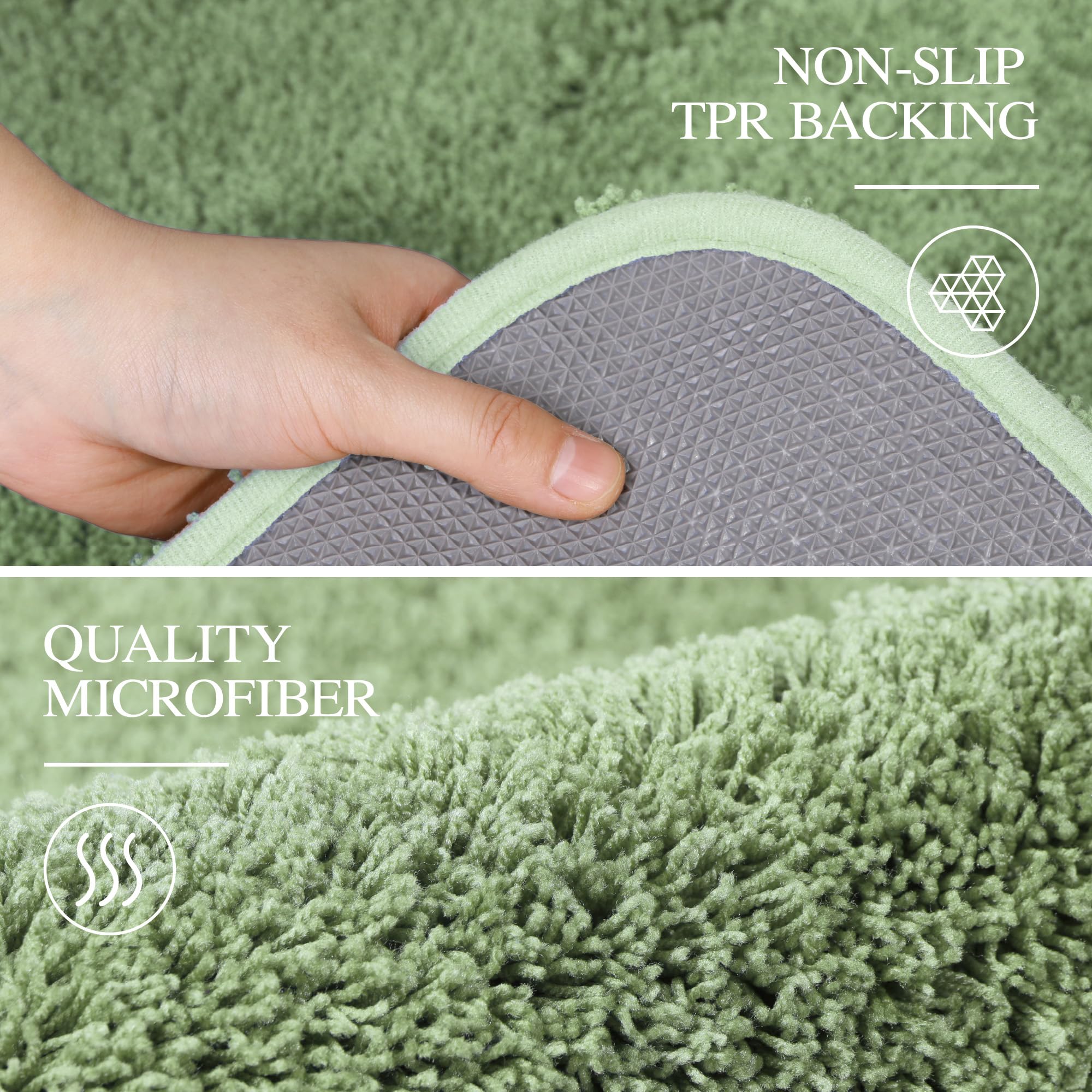 Walensee Large Bathroom Rug (24 X 48, Sage Green) Extra Soft And Absorbent Shaggy Bathroom Mat Machine Washable Microfiber Bath