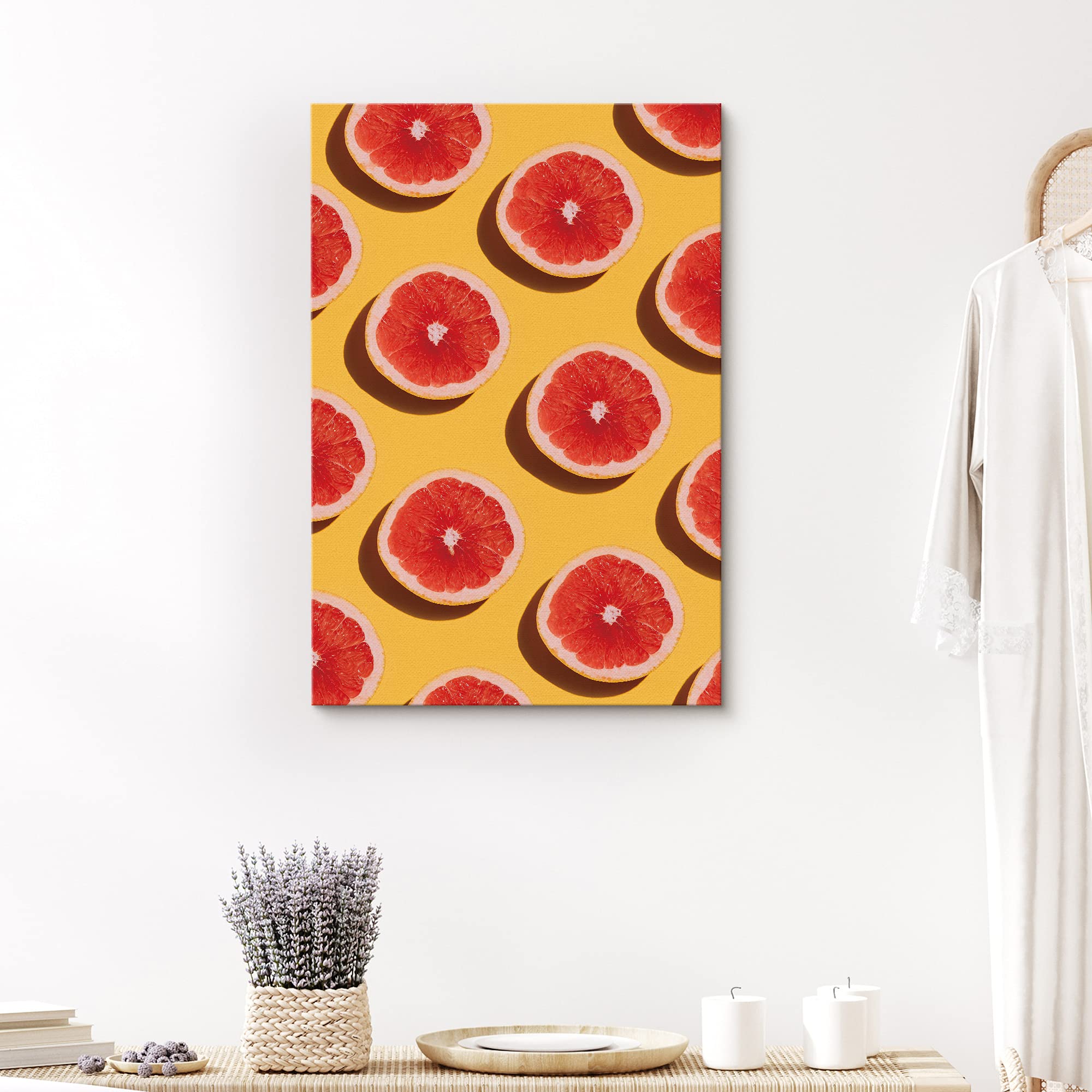 Signford Canvas Print Wall Art Grapefruit Sections In Rows Fruit Family Photography Modern Art Decorative Elements Closeup Color