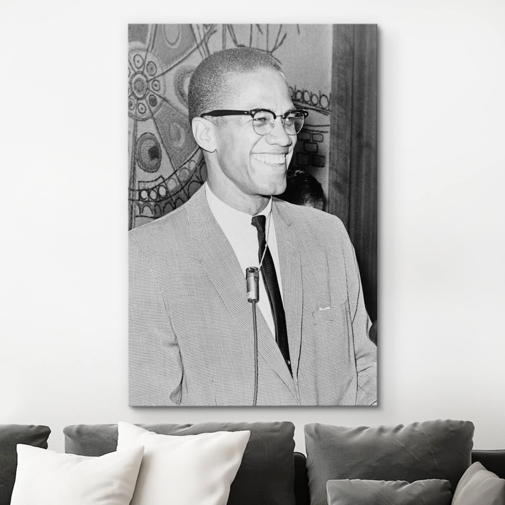 Wall26 Canvas Print Wall Art African American Civil Rights Black & White Malcolm X Historic Classic Photography Realism Traditio