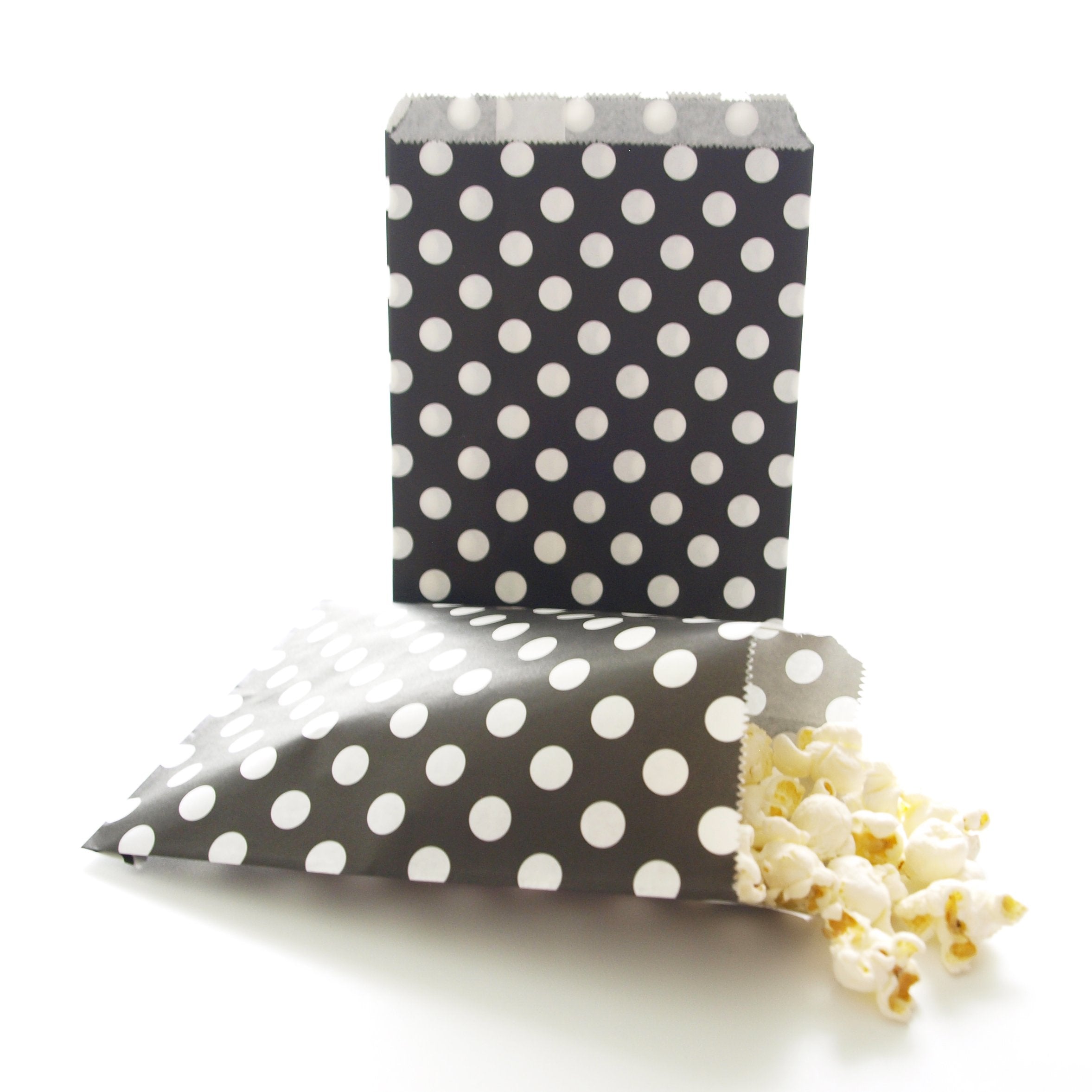 Candy Table Bags For Guests, Graduation Party Favors, Halloween Bags, Over The Hill Birthday Parties, Black Polka Dot Bags (25 P