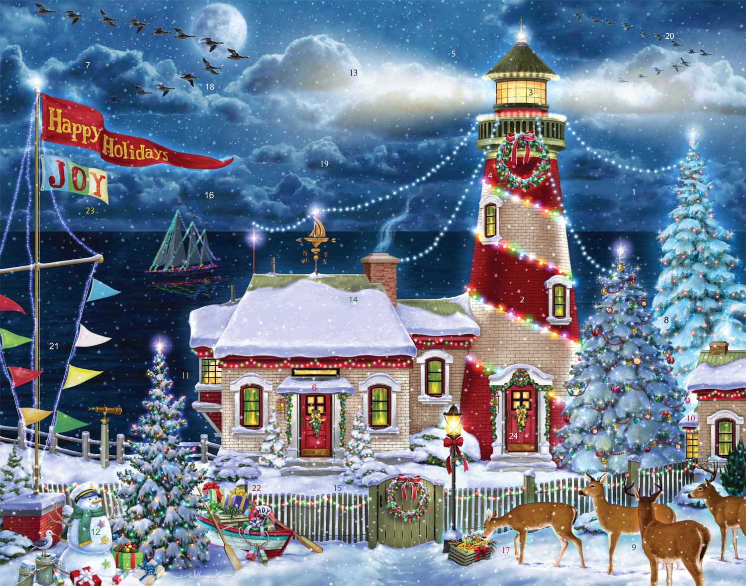 Christmas Lighthouse Advent Calendar (Countdown to Christmas) by Vermont Christmas Company with Twas the Night Before Christmas
