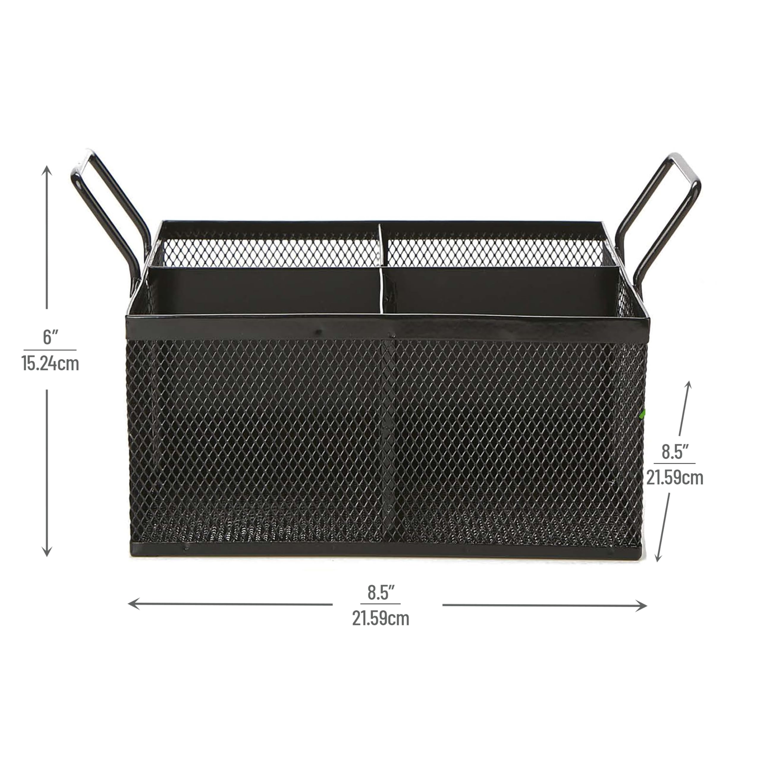 Mind Reader Utensil Accessory Caddy, Organizer, Countertop, Office, Kitchen, Metal Mesh, 8.5'' L X 8.5'' W X 6'' H, Black