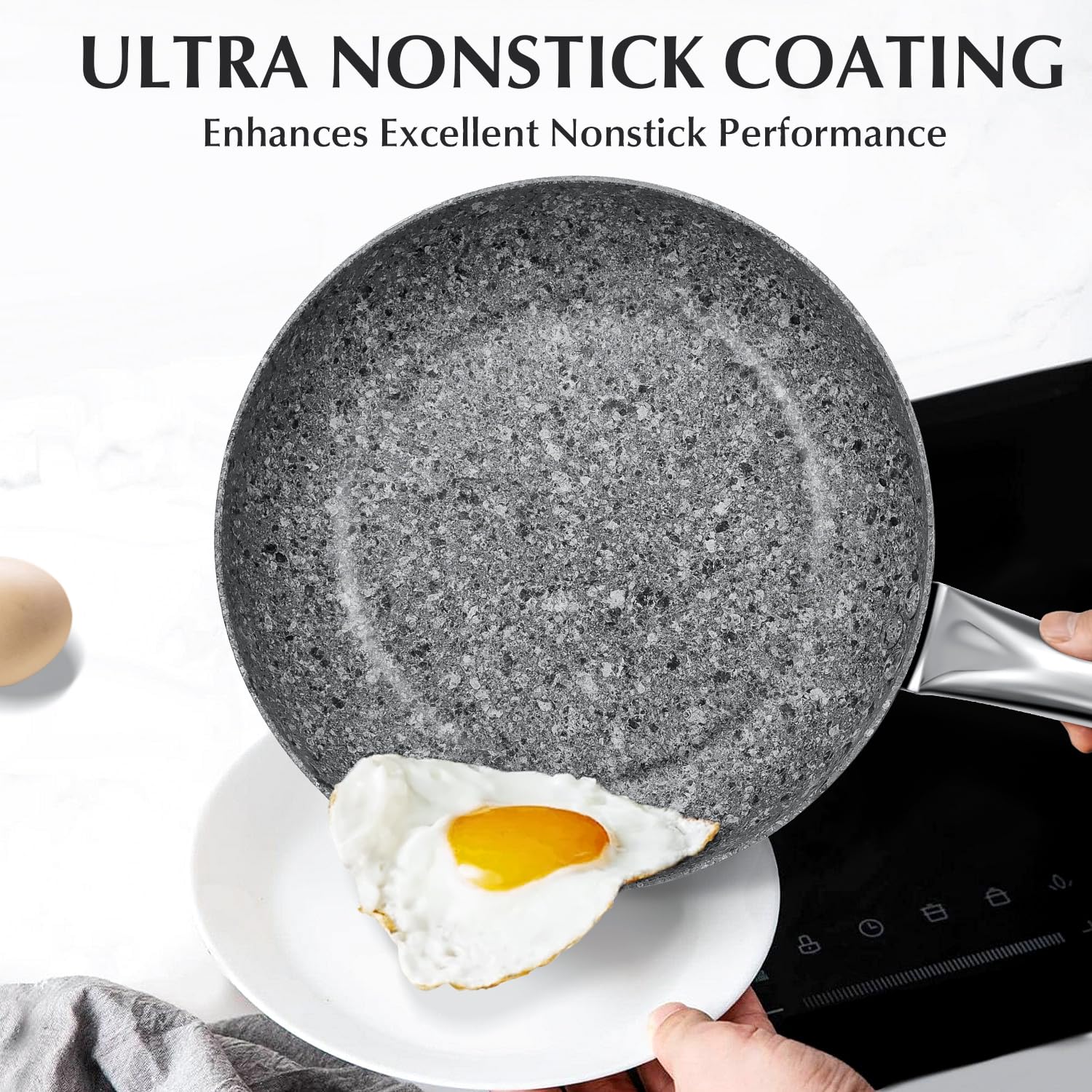 Koch Systeme Cs 8'' Small Frying Pan- Koch Systeme Cs 8'' Ultra Nonstick Frying Pan With Lid, Granite Skillet With Apeo & Pfoa-F