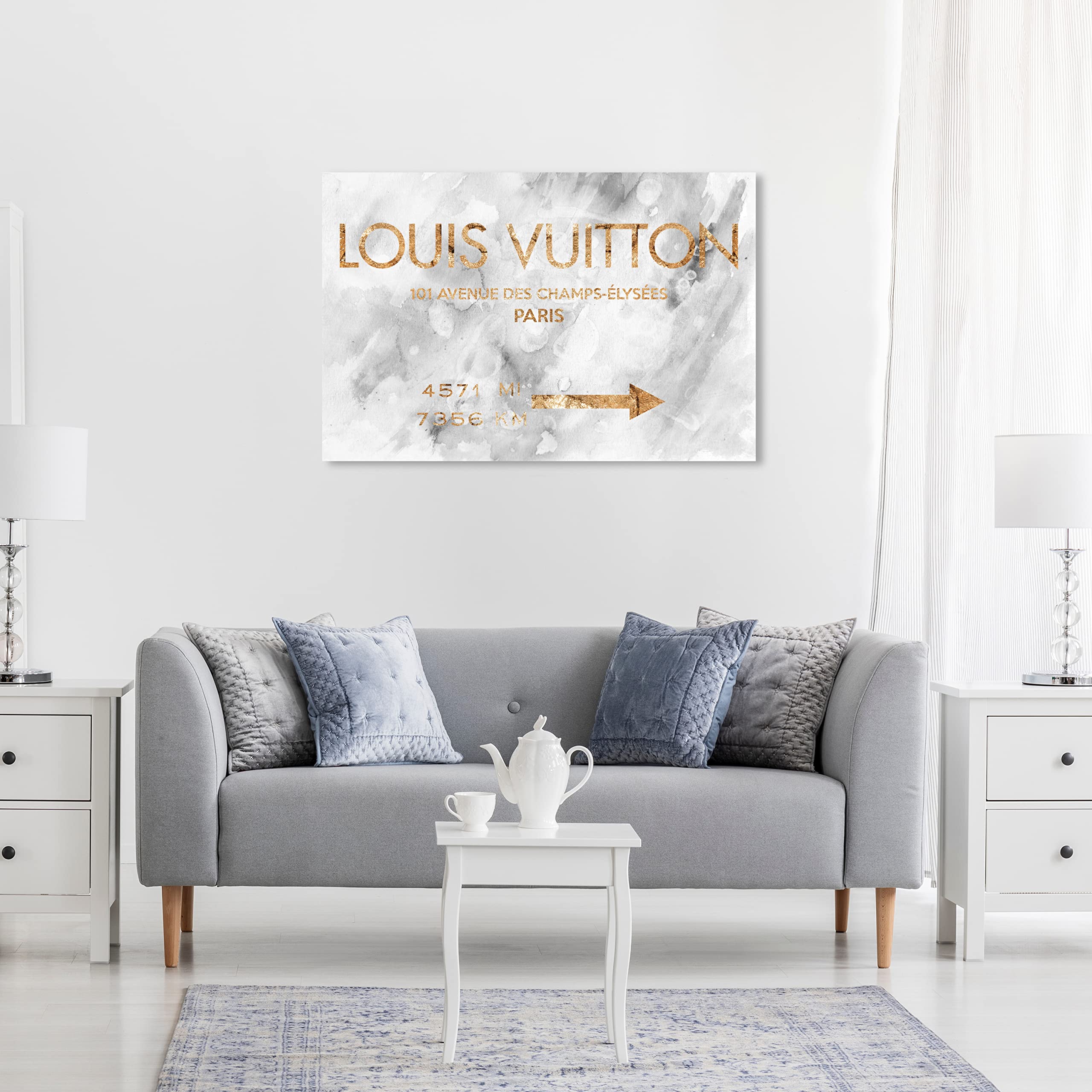 The Oliver Gal Artist Co. Fashion And Glam Contemporary Wrapped Canvas Wall Art Parisian Road Sign Living Room Bedroom And Bathr