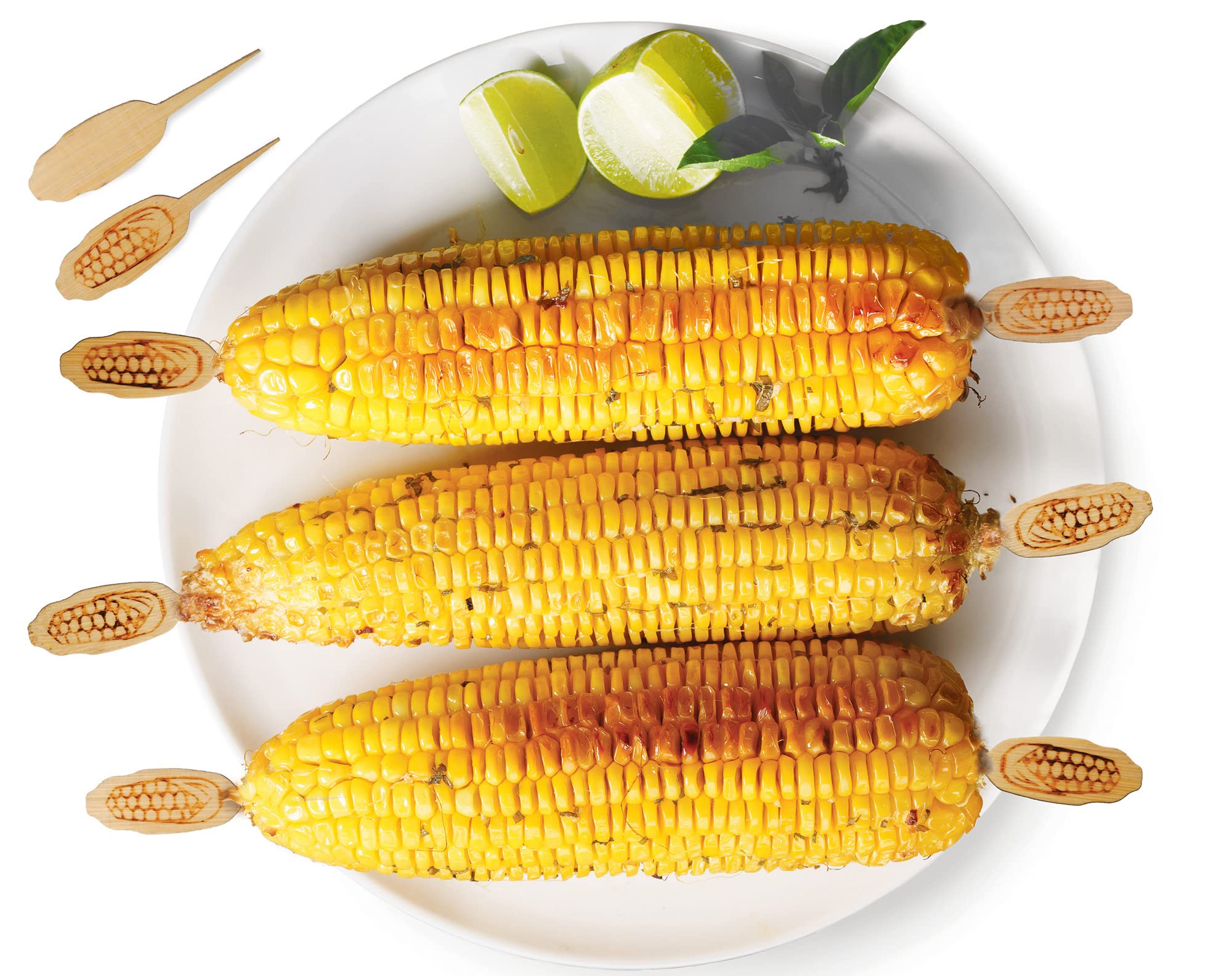 Rsvp International Corn On The Cob Holders/Appetizer Picks Set Protect Hands From Heat & Mess, Disposable, 50-Count, Bamboo