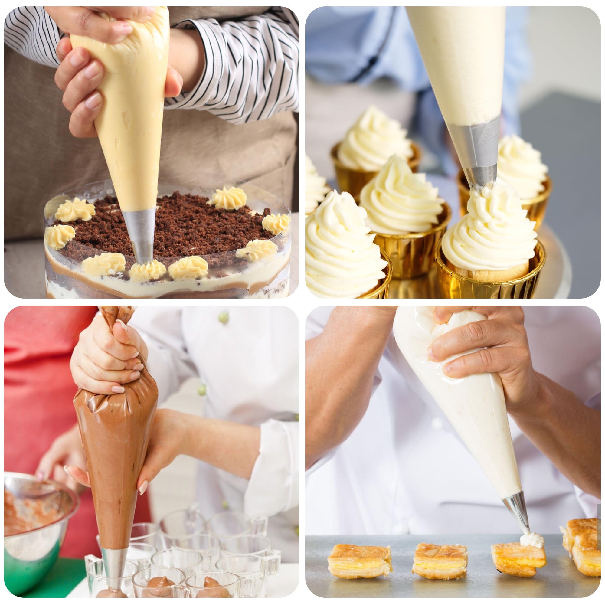 LotFancy Pastry Piping Bags  Pack of 100  18 Inch Disposable Icing Bags with 5 Clips  Thickened Cake Decorating Bags for Cupcakes  Anti-Burst for All Size Tips Couplers