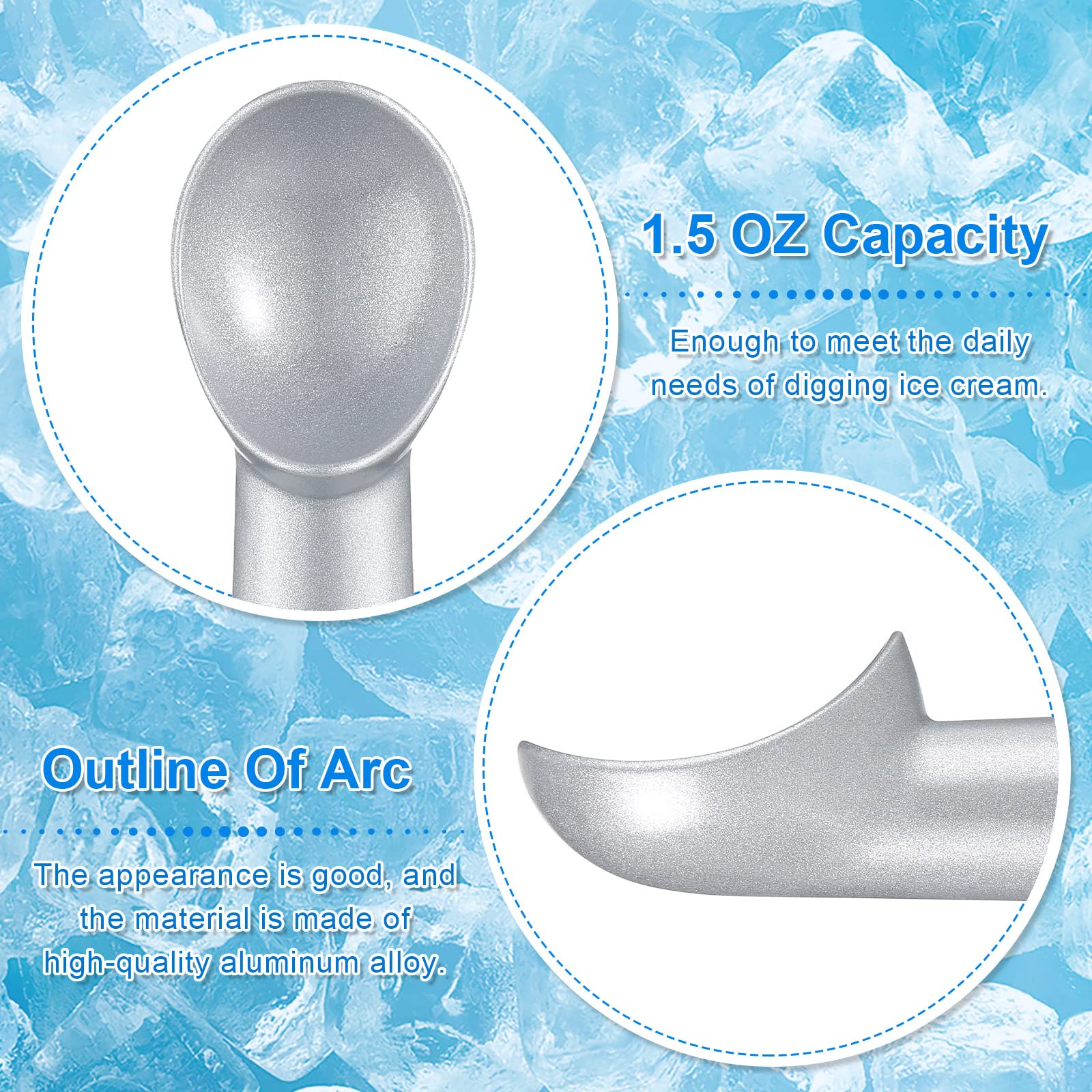 Suclain 3 Pieces Ice Cream Scoop 7 Inches Nonstick Anti Freeze Ice Cream Scooper With Comfort Handle Aluminum Alloy Design Profe