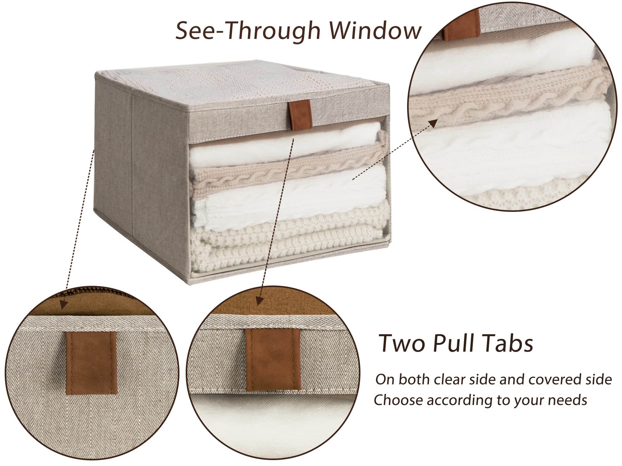 Storageworks Closet Storage Bins With Clear Window And 2 Handles, Foldable Storage Baskets For Shelves, Large Fabric Organizer,