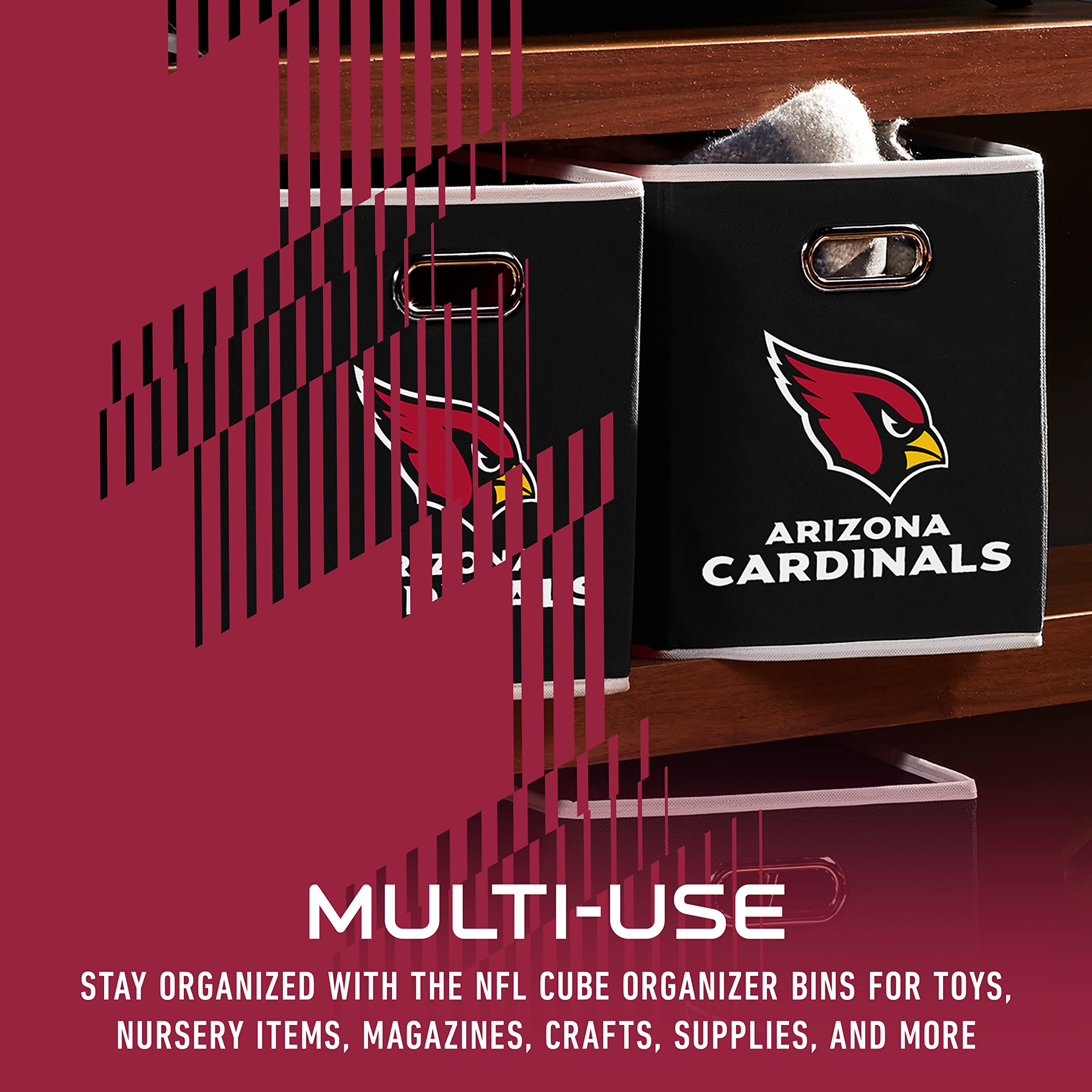 Franklin Sports Nfl Arizona Cardinals Collapsible Storage Bin Nfl Folding Cube Storage Container Fits Bin Organizers Fabric Nfl