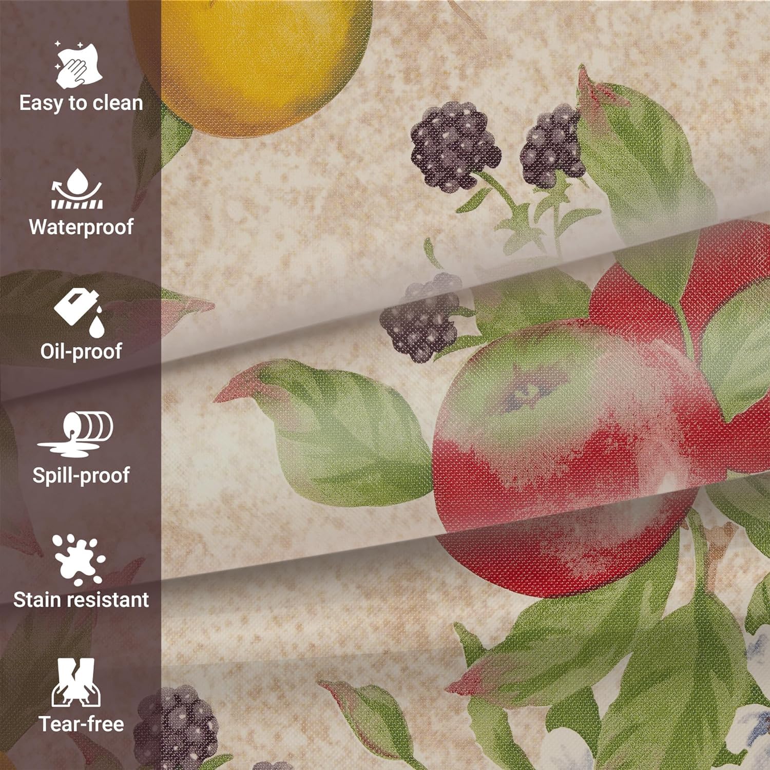 Everyday Luxuries Waterproof Oblong Tablecloth 60 X 84 Inch Stain And Wrinkle Resistant | Decorative 3.6 Gauge Everyday Fruits V