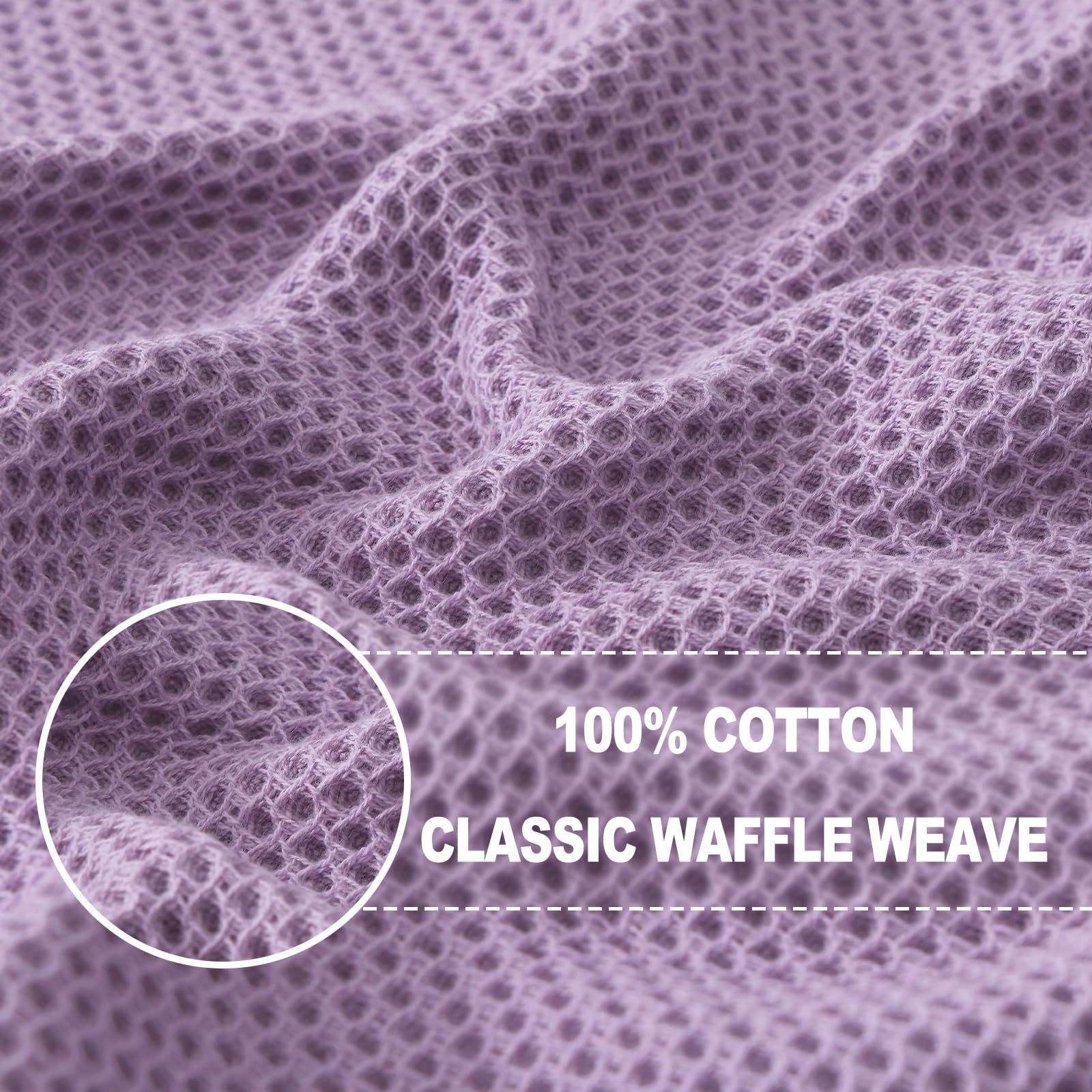 Homaxy 100% Cotton Waffle Weave Kitchen Dish Cloths, Ultra Soft Absorbent Quick Drying Dish Towels, 12 x 12 Inches, 12-Pack, Lav