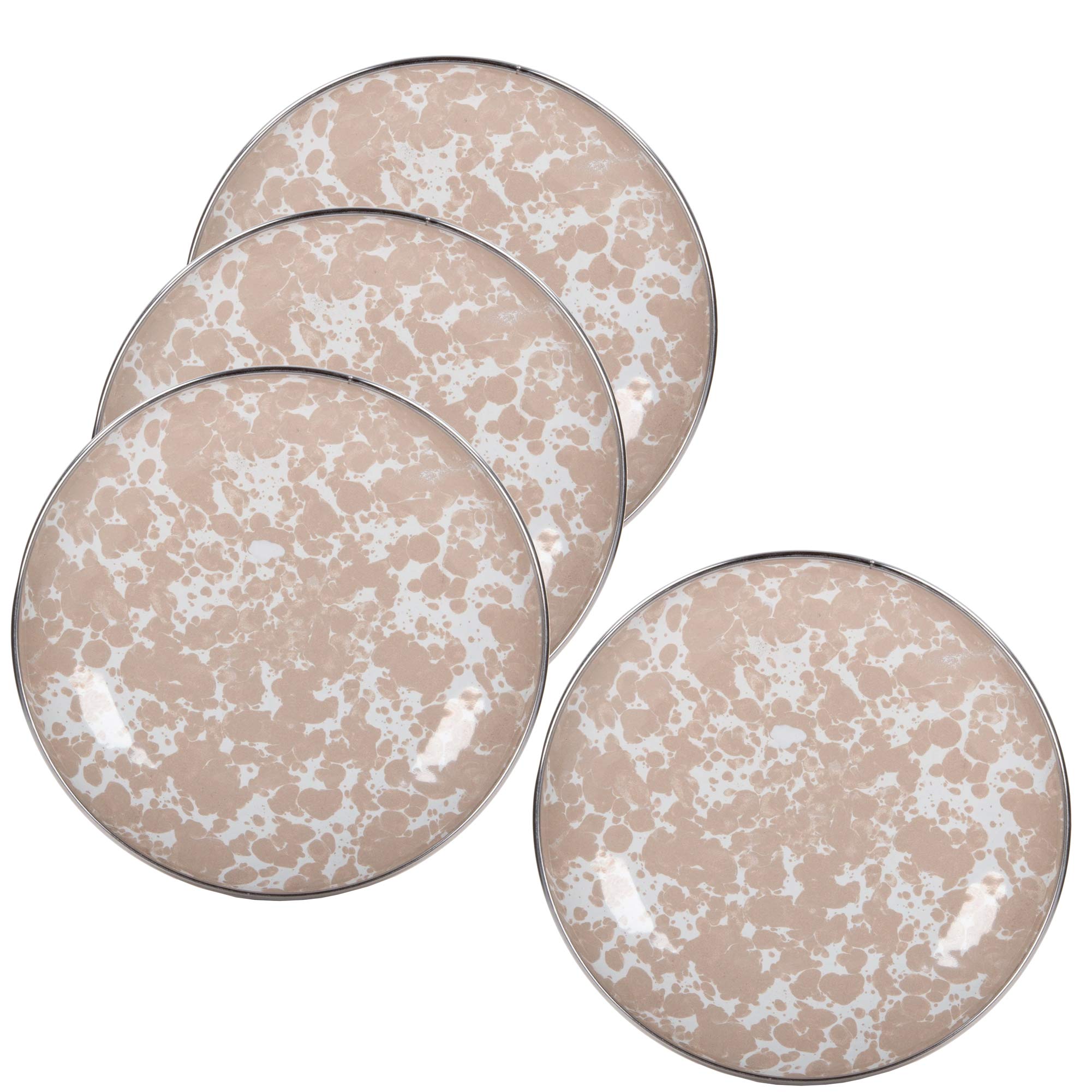 Golden Rabbit Enamelware - Set Of 4-6'' Appetizer Plates (Taupe Swirl)