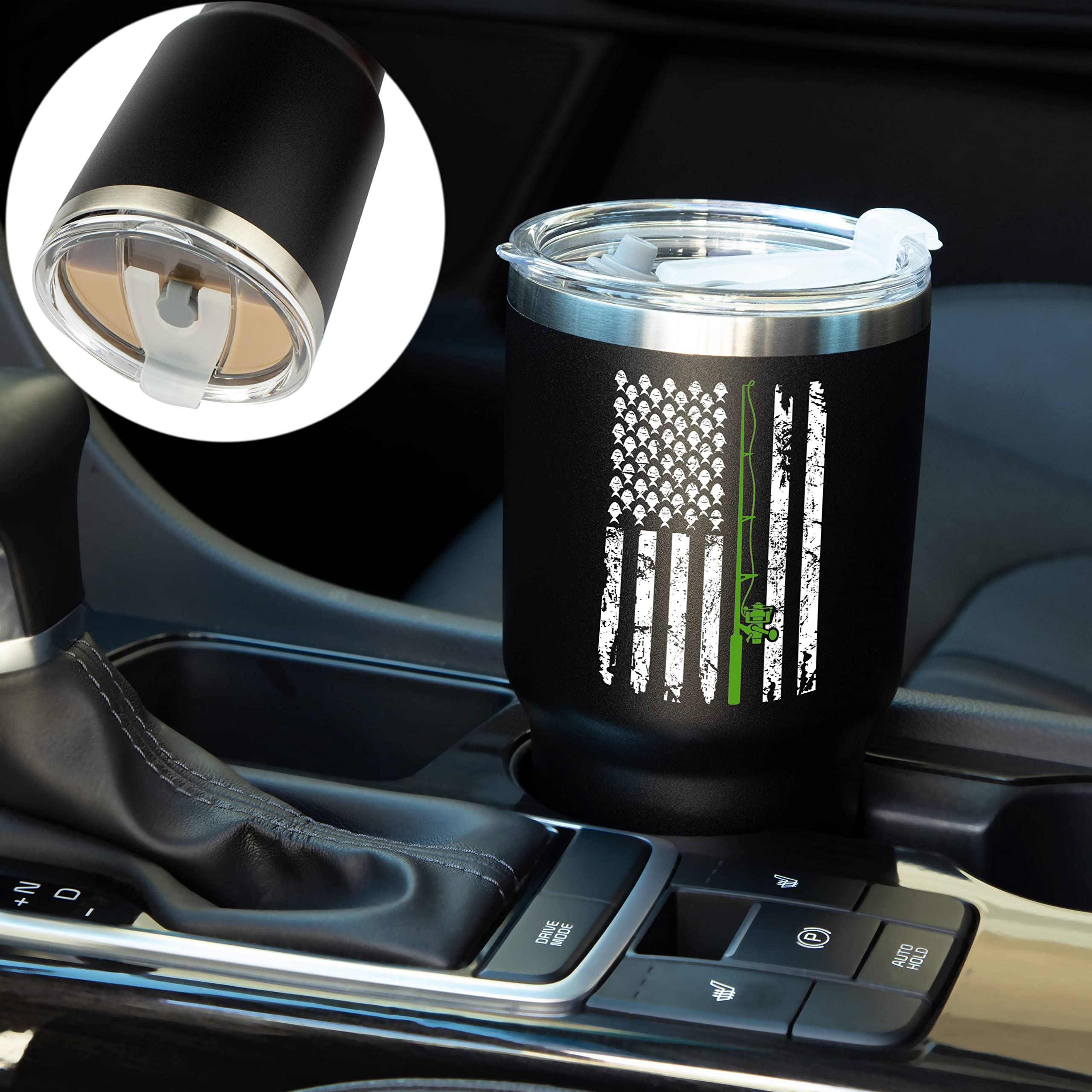 Jenvio Fishing For Men | Stainless Steel Travel Tumbler/Mug With 2 Lids 2 Straws And Gift Box For Coffee Cup | Fly Fishing | Fun