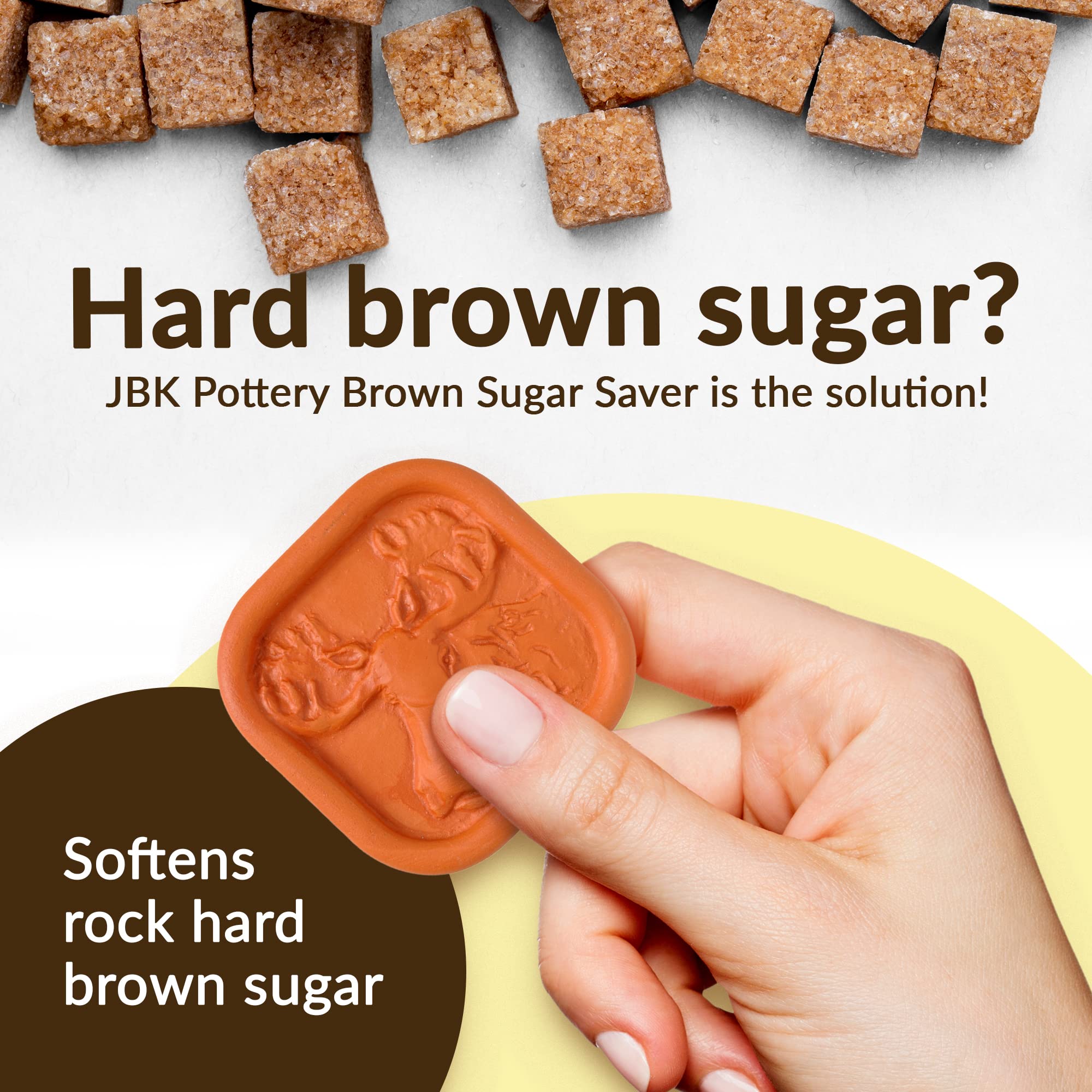 Terra Cotta Brown Sugar Saver, Food-Safe Sugar Preserver For Long-Term Use, Brown Sugar Softener For Cookies, Dried Fruits, & Ma