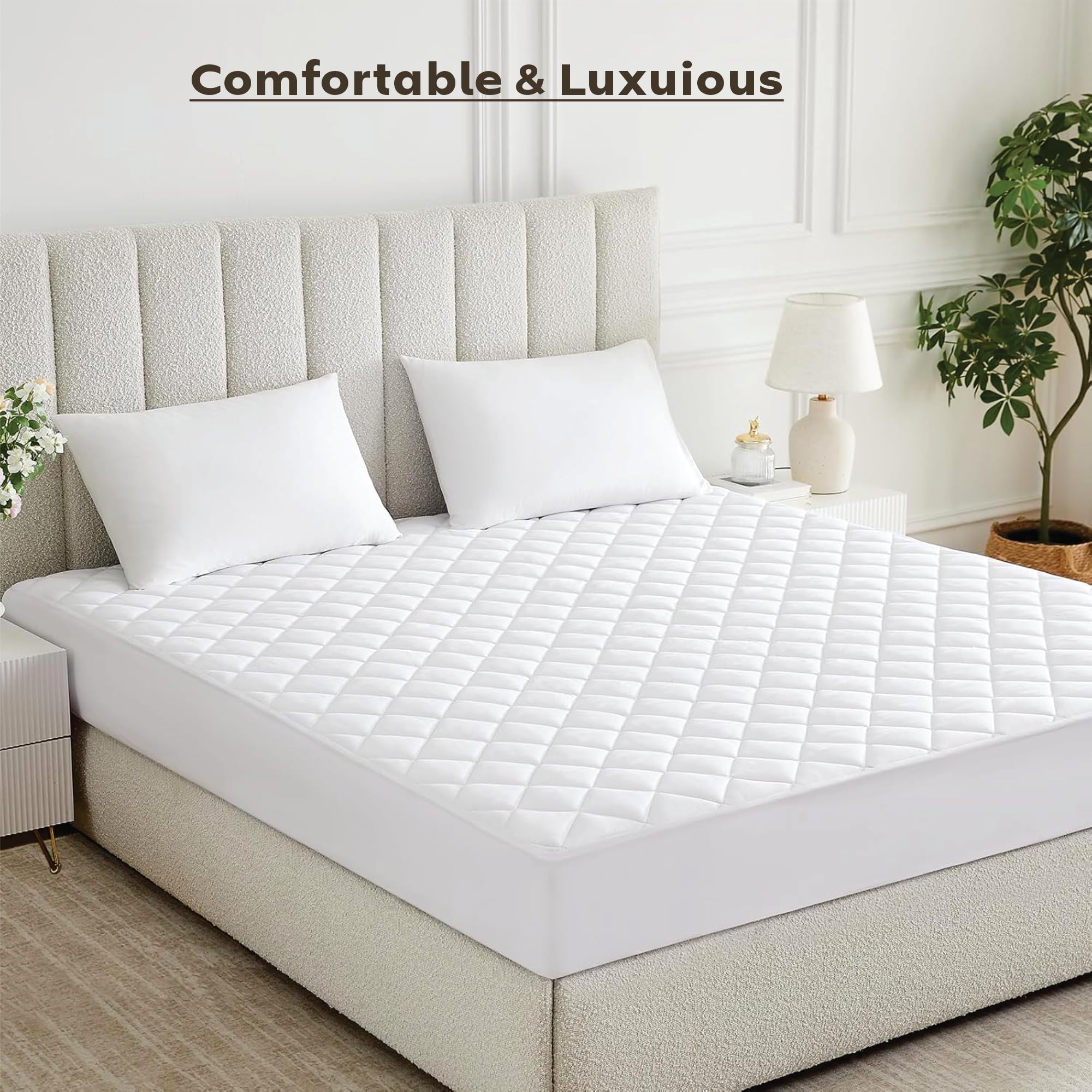 Ayka Waterproof Cotton Quilted Mattress Protector Single Size Breathable Hypoallergenic Noiseless Ultra Soft Fitted Bed Protecto