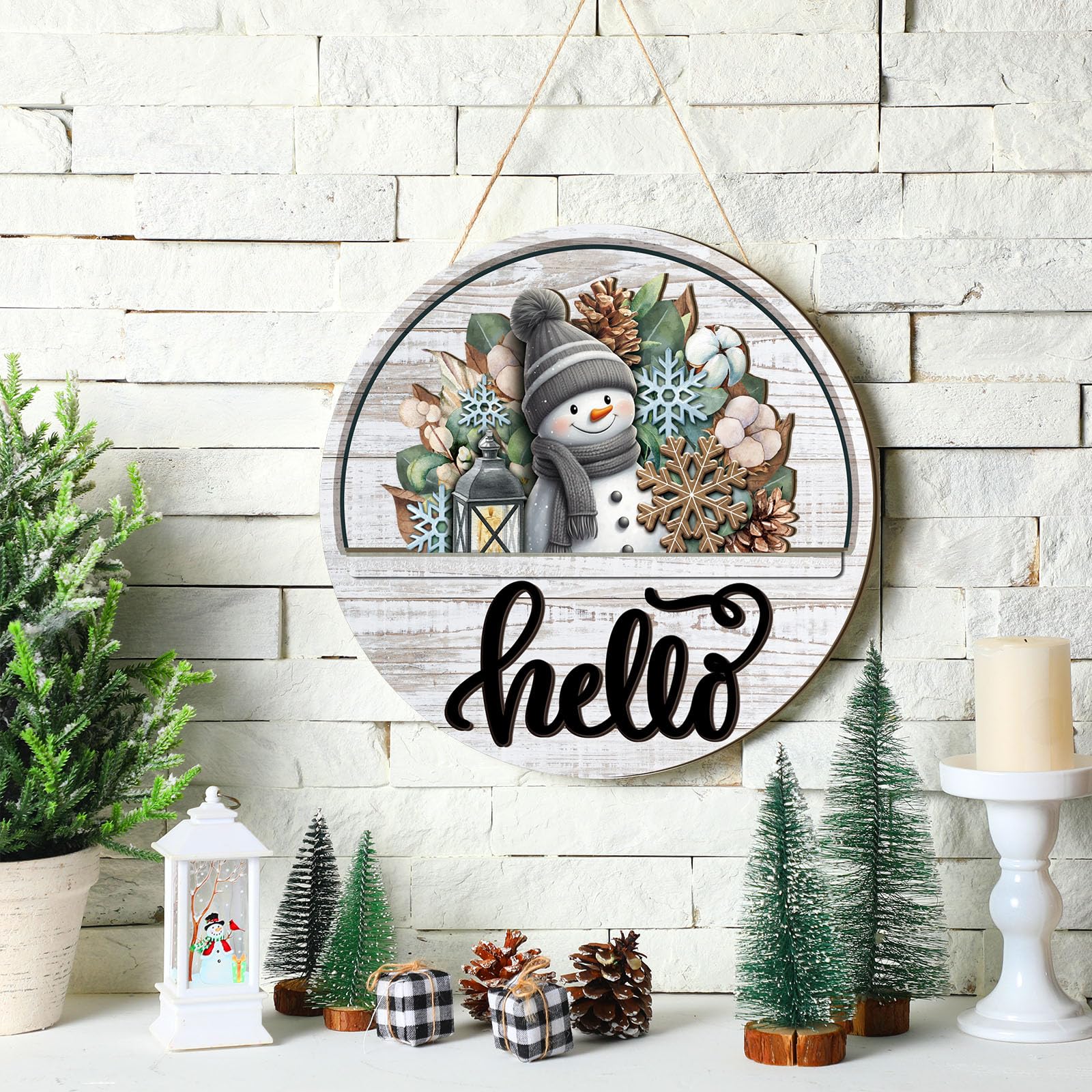 Yousoontic 17 Pcs 12 Inch Magnetic Welcome Door Sign Interchangeable Front Door Decor Rustic Christmas Seasonal Hanging Sign Tha