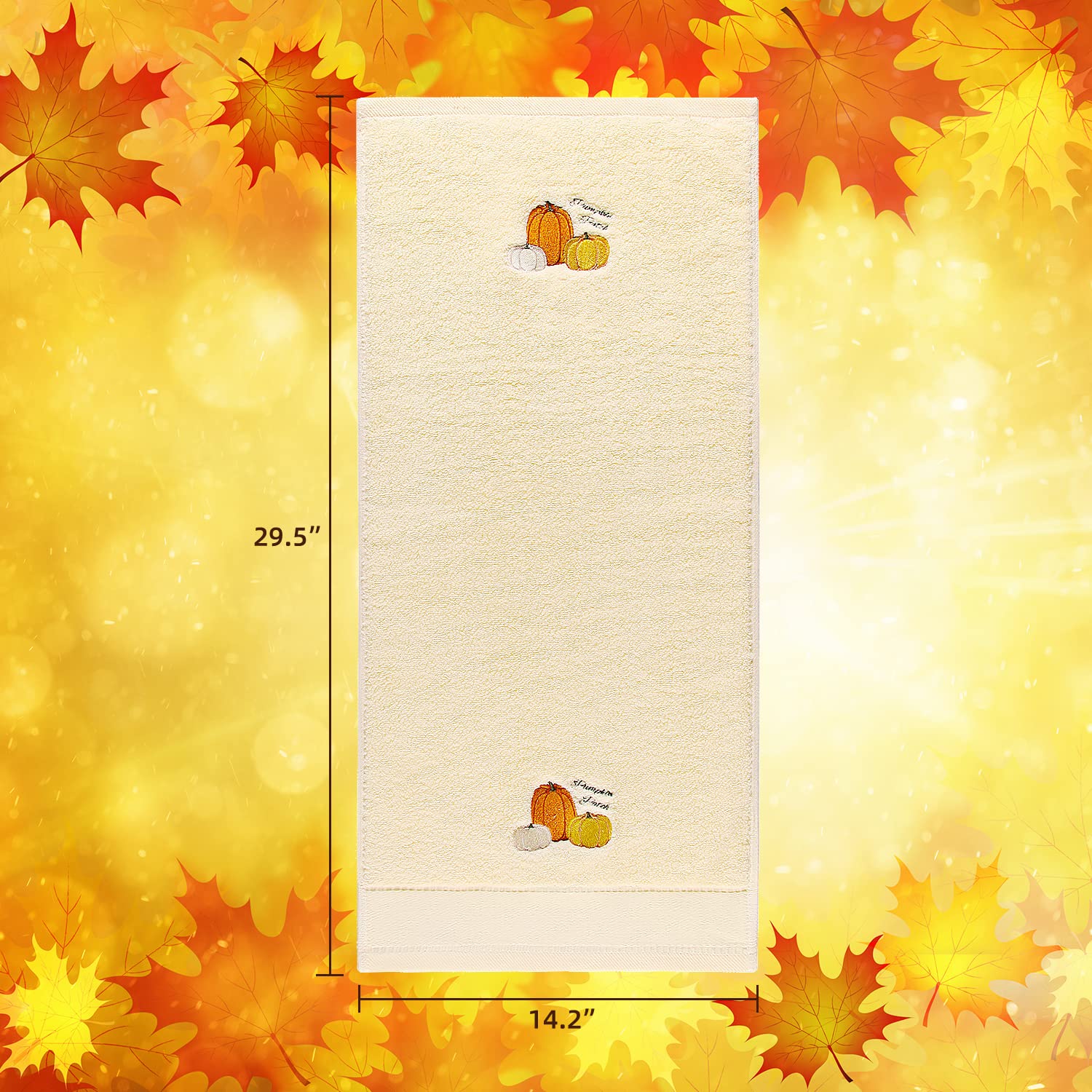 Quera 2 Pack Pumpkin Thanksgiving Hand Towels Embroidered Premium Luxury Decor Fall Bathroom Decorative Dish Set For Drying, Cle