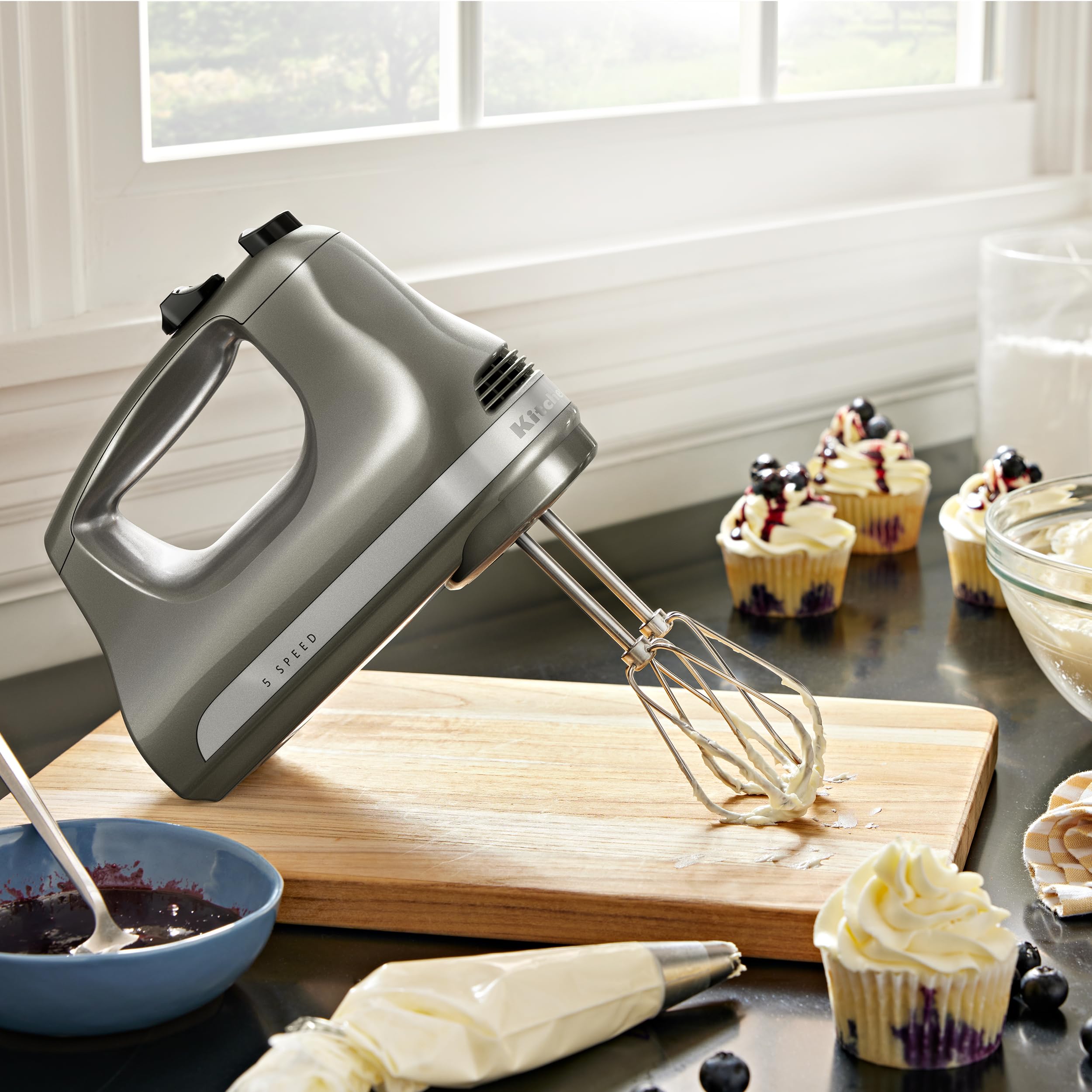 KitchenAid 5-Speed Hand Mixer KHM512CU, Contour Silver, Plastic, Ultra Power