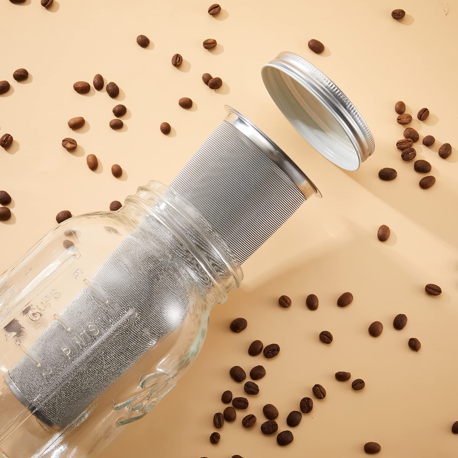 2 Pcs Cold Brew Coffee Filter Stainless Steel Filter Coffee Tea Infuser Coffee Strainer Canning Jar Mesh Coffee Filter For Wide