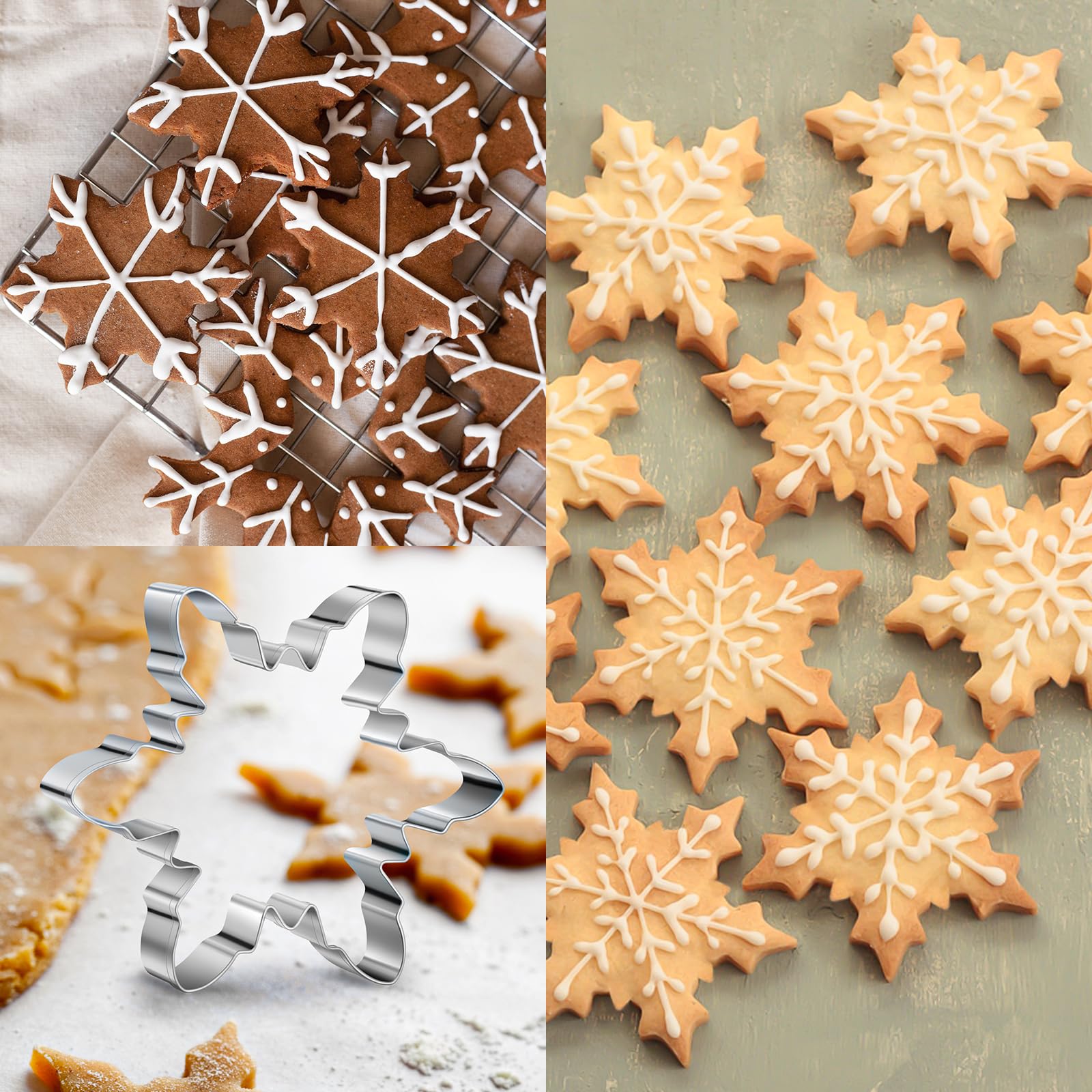 Snowflake Cookie Cutter Winter Christmas Biscuit Cutters New Years Day Diy Baking Mold, Pack Of 5