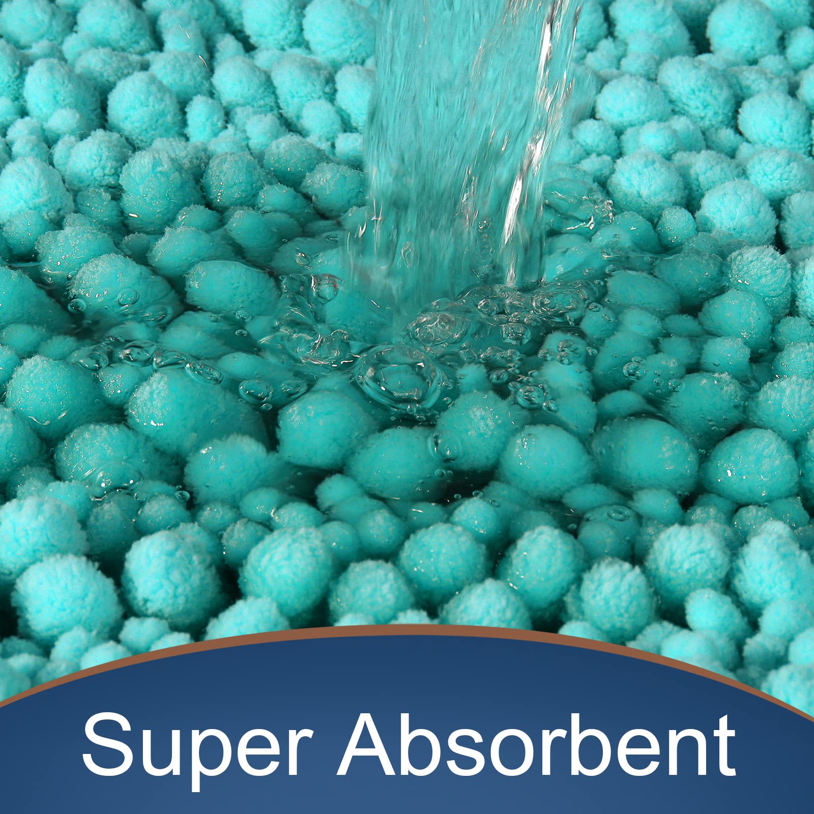 Yimobra Original Luxury Chenille Bath Mat 32 x 20 Inches  Soft Shaggy and Comfortable  Large Size  Super Absorbent and Thick  Non-Slip  Machine Washable  Perfect for Bathroom  Lake Blue