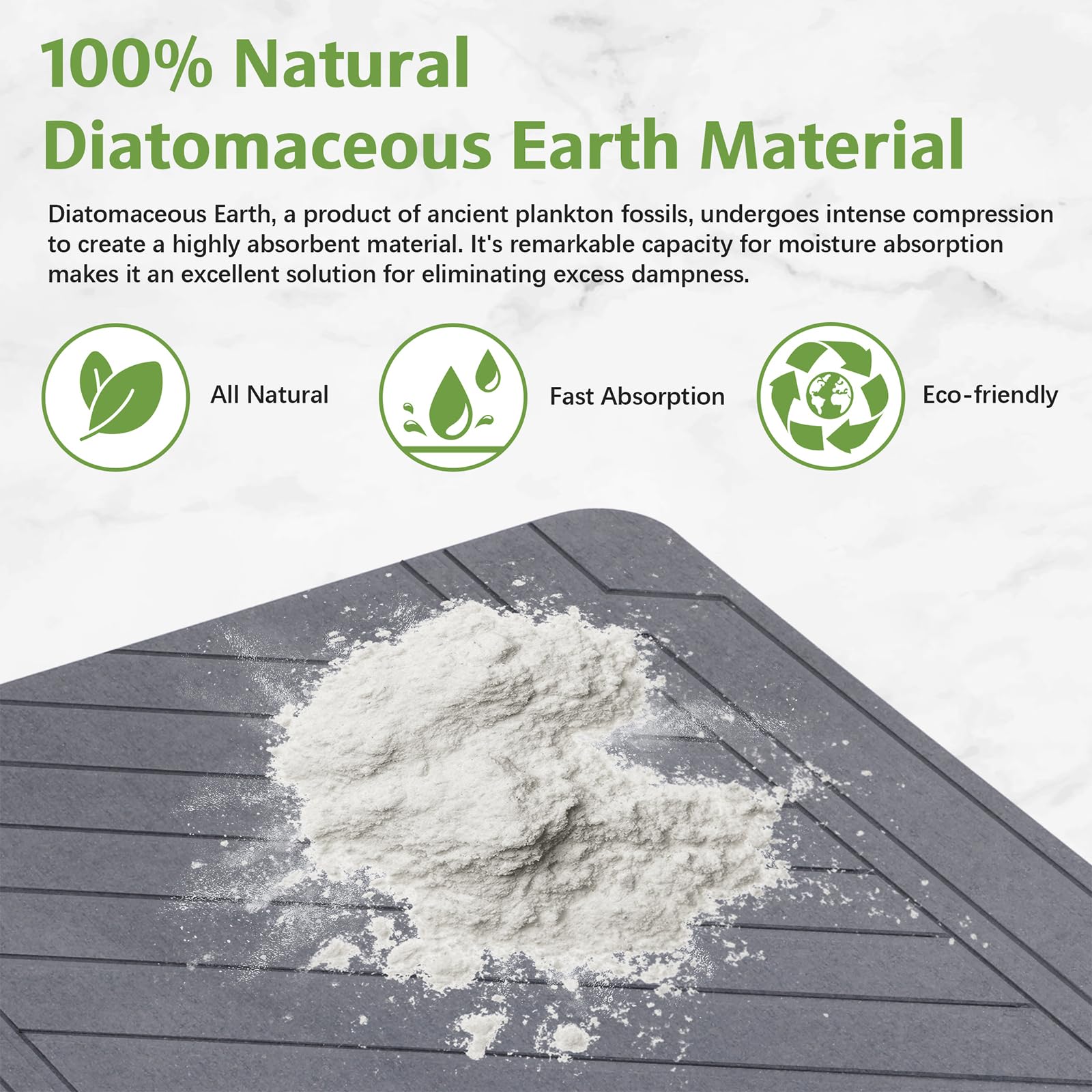 Stone Bath Mat, Diatomaceous Earth Bath Mat Non-Slip Stone Shower Mat Diatomite Stone Bath Mat, Quick Drying Absorbent Stone Bat