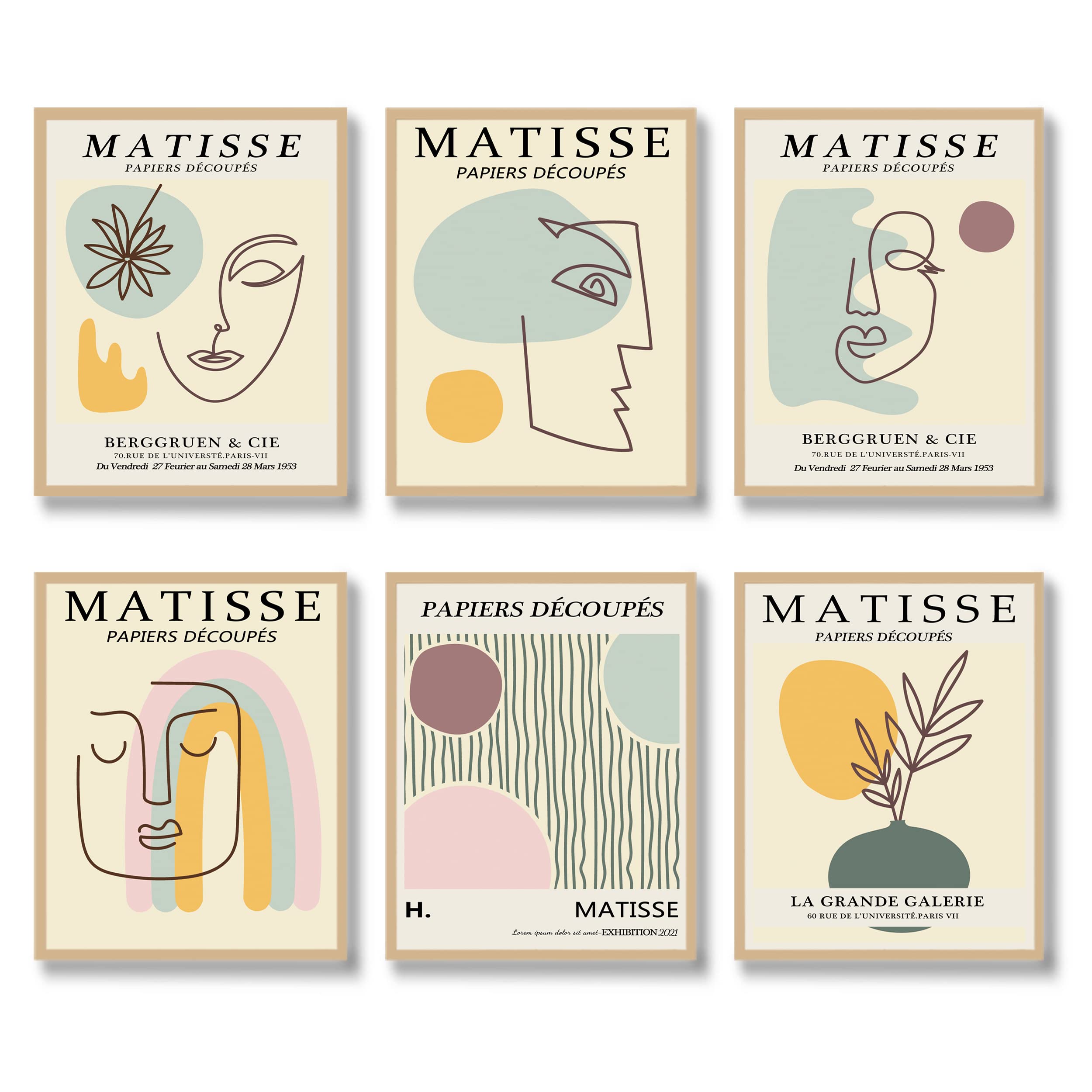 Luodroduo Matisse Wall Art Prints Set Of 6 Canvas Decor Wall Decor Pictures Posters Art Set Bathroom Wall Art Decor (8''X10'' Un
