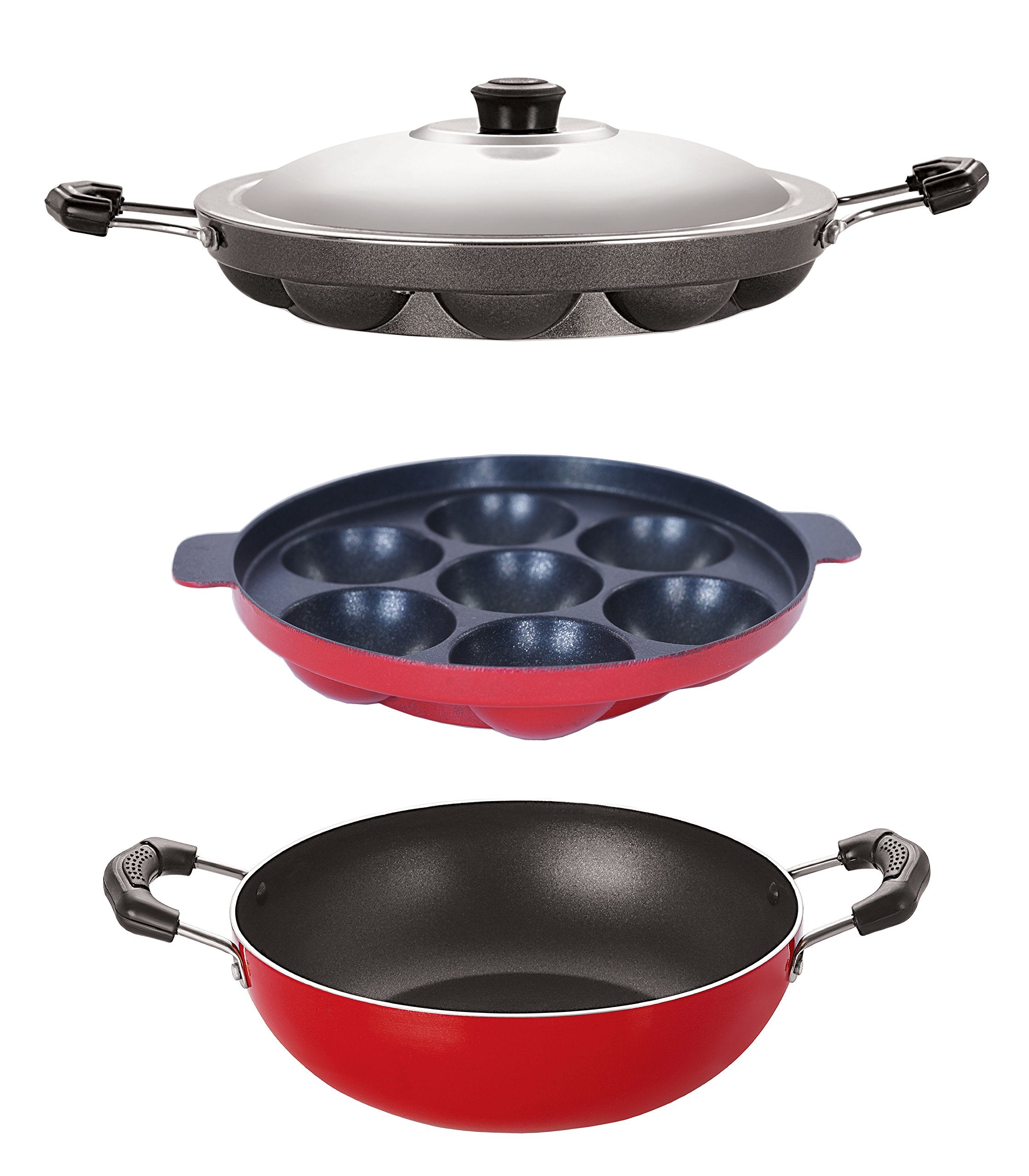 Nirlon NonStick Scratch Resistance Pot And Pan Combo Set, 2.6Mm_Kd10_Ap(7)_Ap(12)