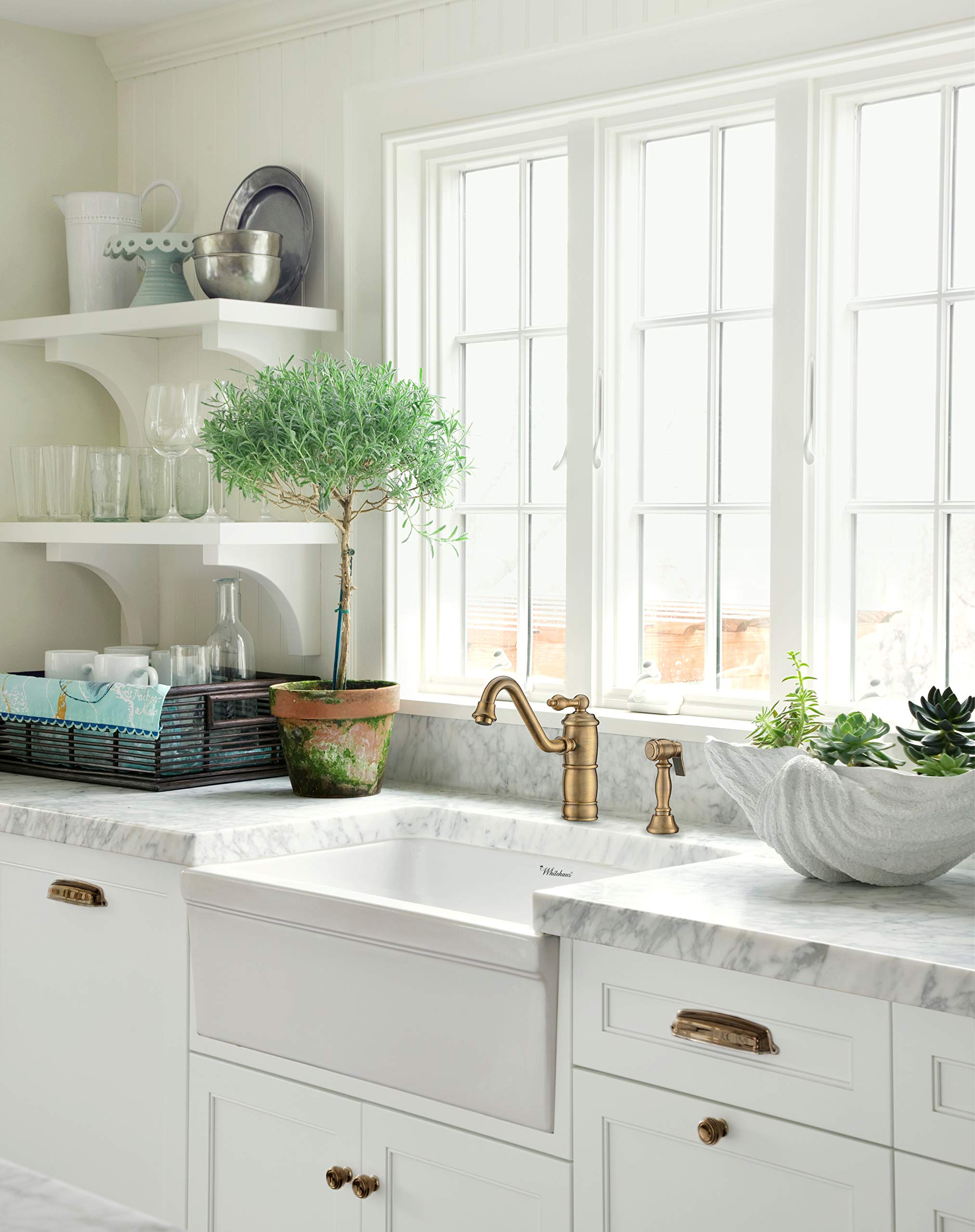 Whitehaus Collection Whq5530-White Glencove Kitchen, Fireclay, Front Apron Sink, Large, White