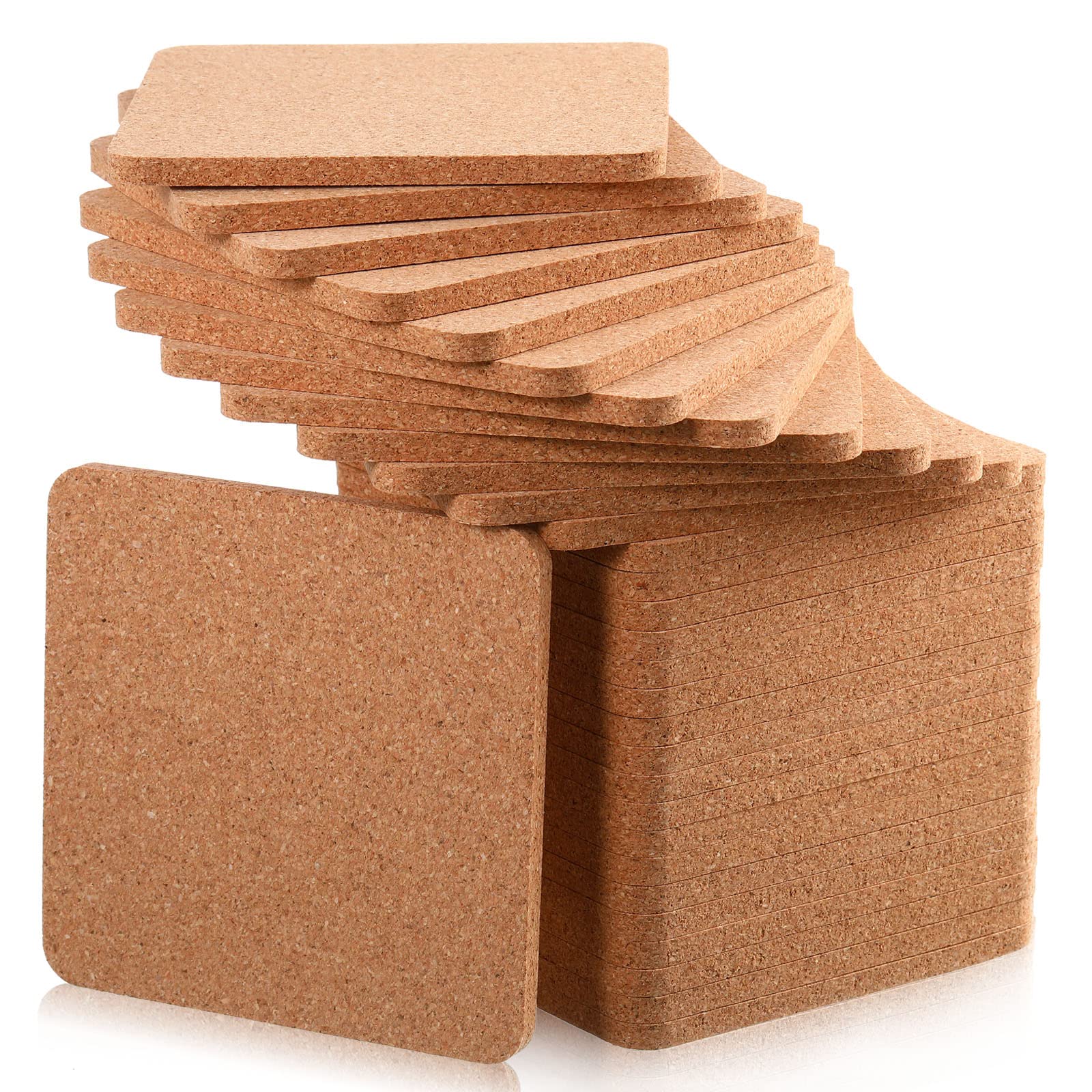 Square Cork Trivets 4 X 4 X 0.2 Inch Cork Coasters For Drinks Absorbent Cork Plant Coasters Pot Trivets Natural Bar Coasters Kit