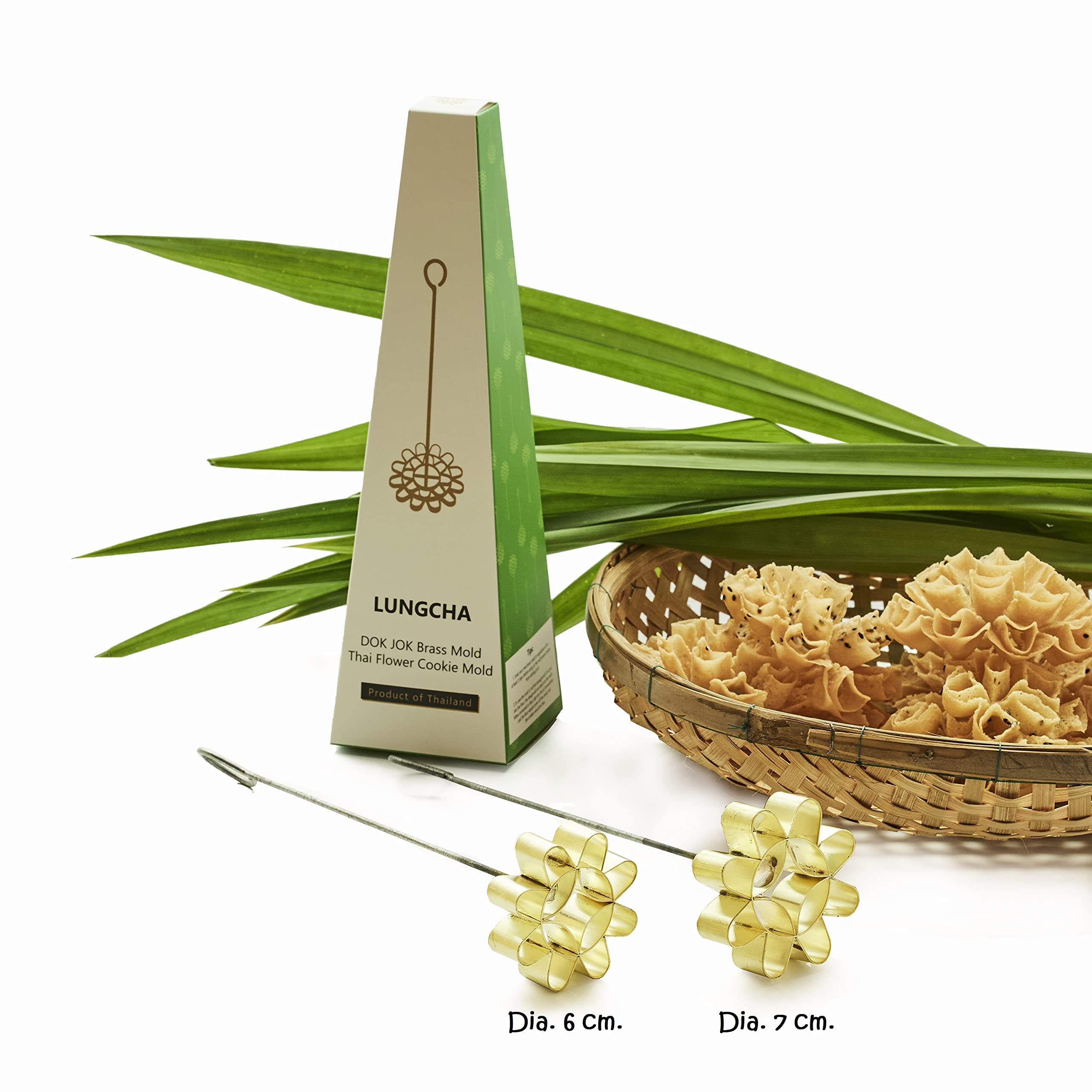 Dok Jok Brass Thai Flower Cookies Mold For Stylist Sunflower Crispy Biscuit Difference Size (6 Cm)