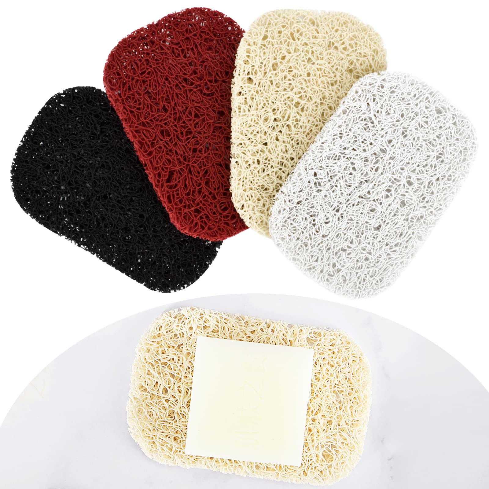 Soap Saver Pads 4 Pcs Non-Slip Soap Holder Pad Self Draining Soap Bar Holder Pads Assortment Kit Soap Saver For Shower Kitchen B