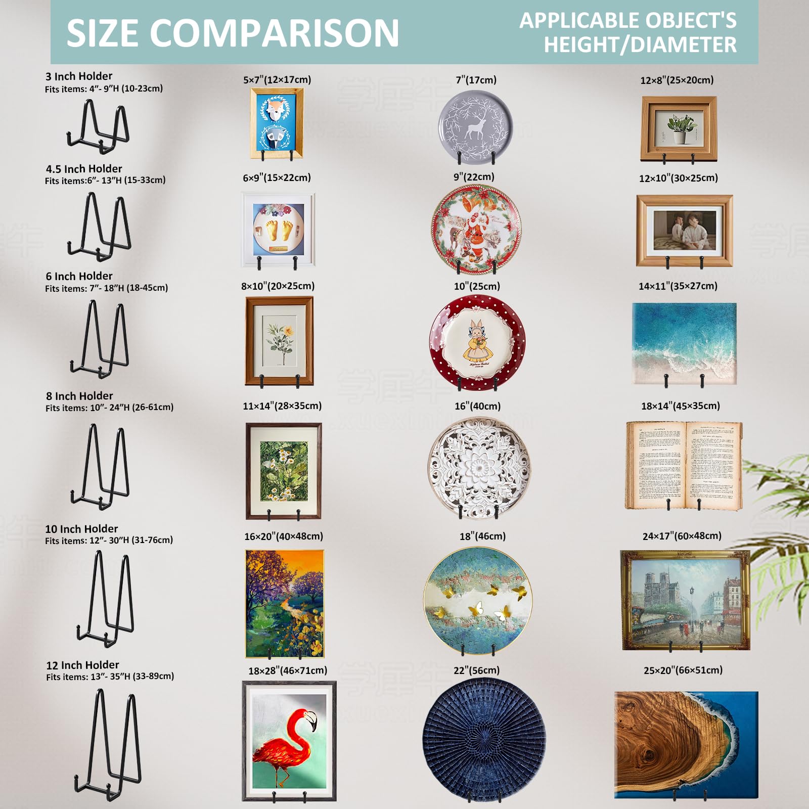 Large Plate Holder Display Stand - 12 inch Super Tall Big Plate Stands for Heavy Duty Display - Metal Picture Frame Stand - Tabl