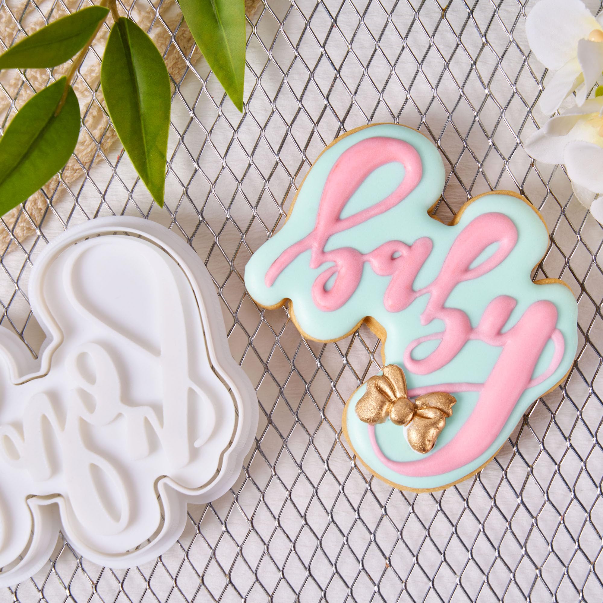 Mostop 3D Cookie Cutter With Baby Letter Stampers Baby Shower Cake Mold Fondant Decorating Tools Diy Mold For Sugar Craft Baking