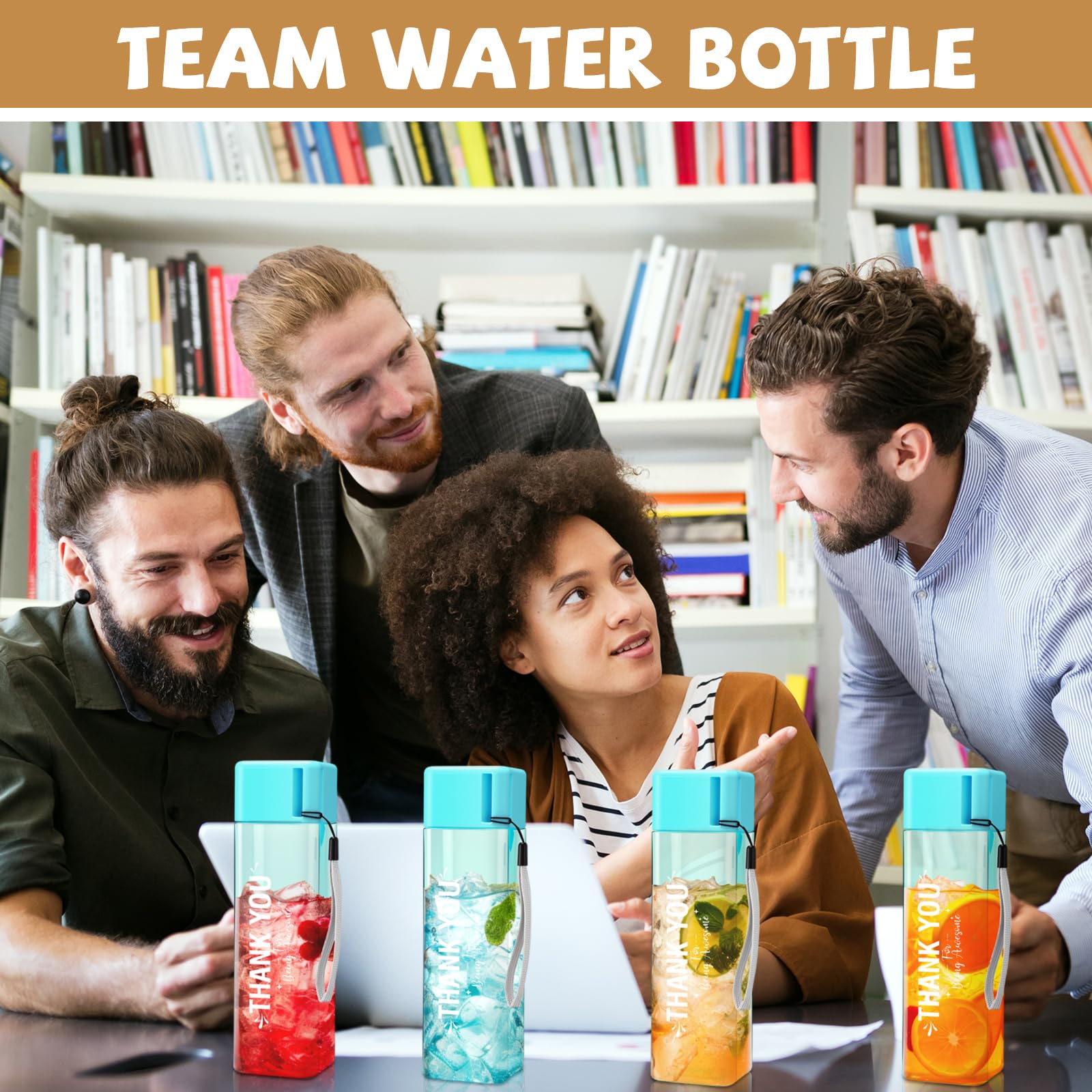 Maxdot 24 Pcs Thank You Water Bottles Bulk 17 oz Employee Christmas Appreciation Gifts Plastic Water Bottle Reusable Cup Inspira