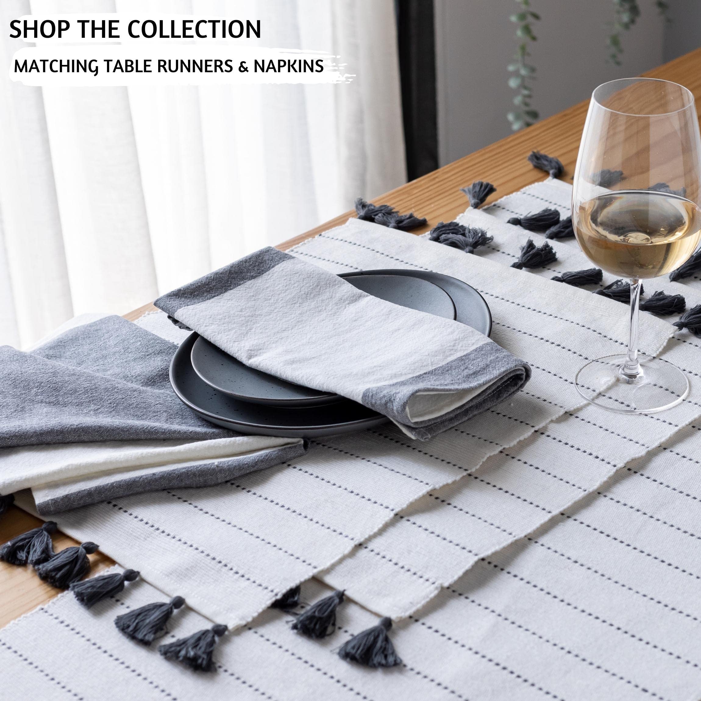 Folkulture Placemats Set Of 6, 100% Cotton Ribbed Place Mats 14 X 19 Inches With Cute Tassels, Table Mats For Farmhouse Table De