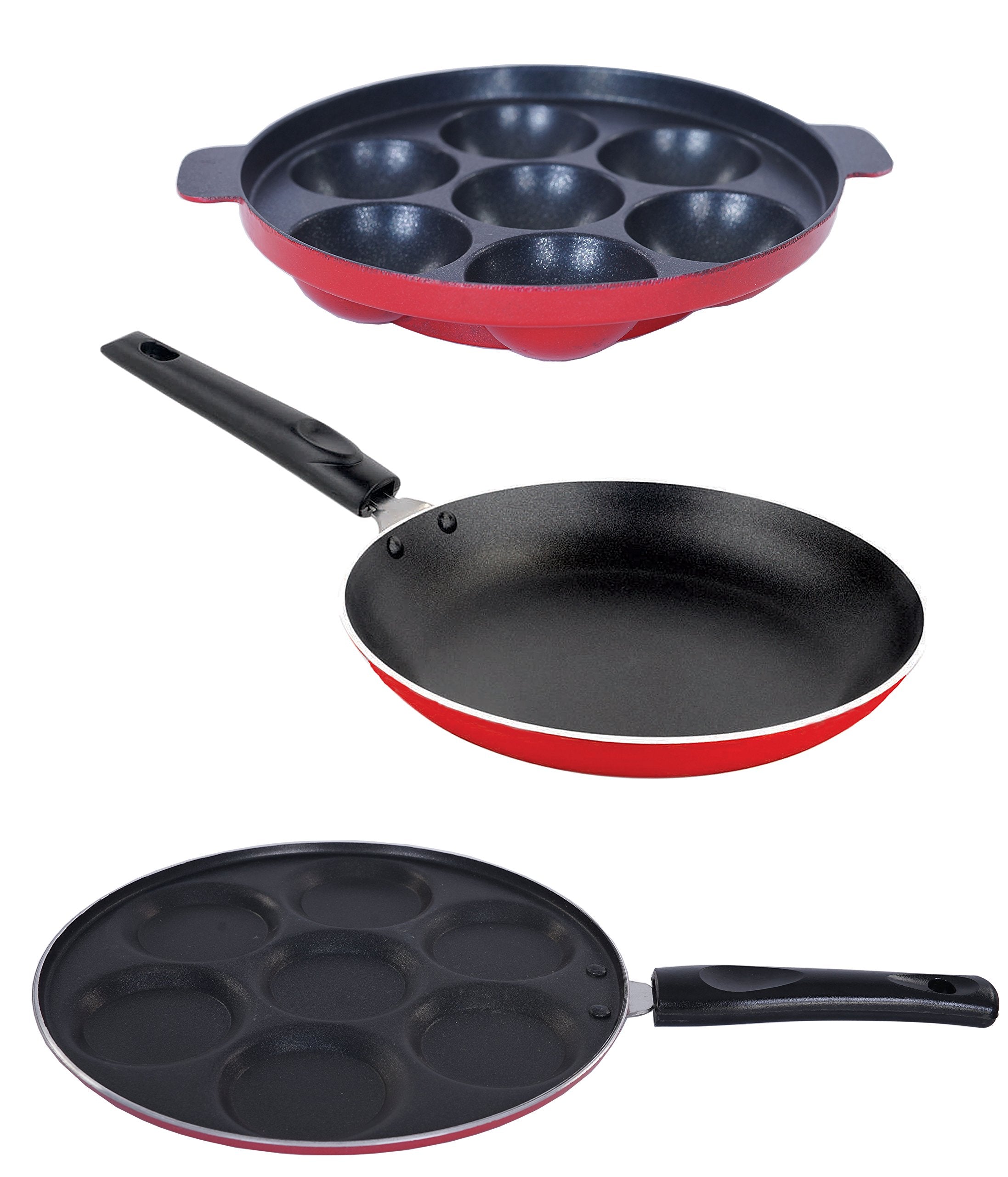 Nirlon 3 Piece Gas Compatible Kitchen Cookware NonStick Set With Multi Color, 2.6Mm_Up(7)_Tp_Ap(7)