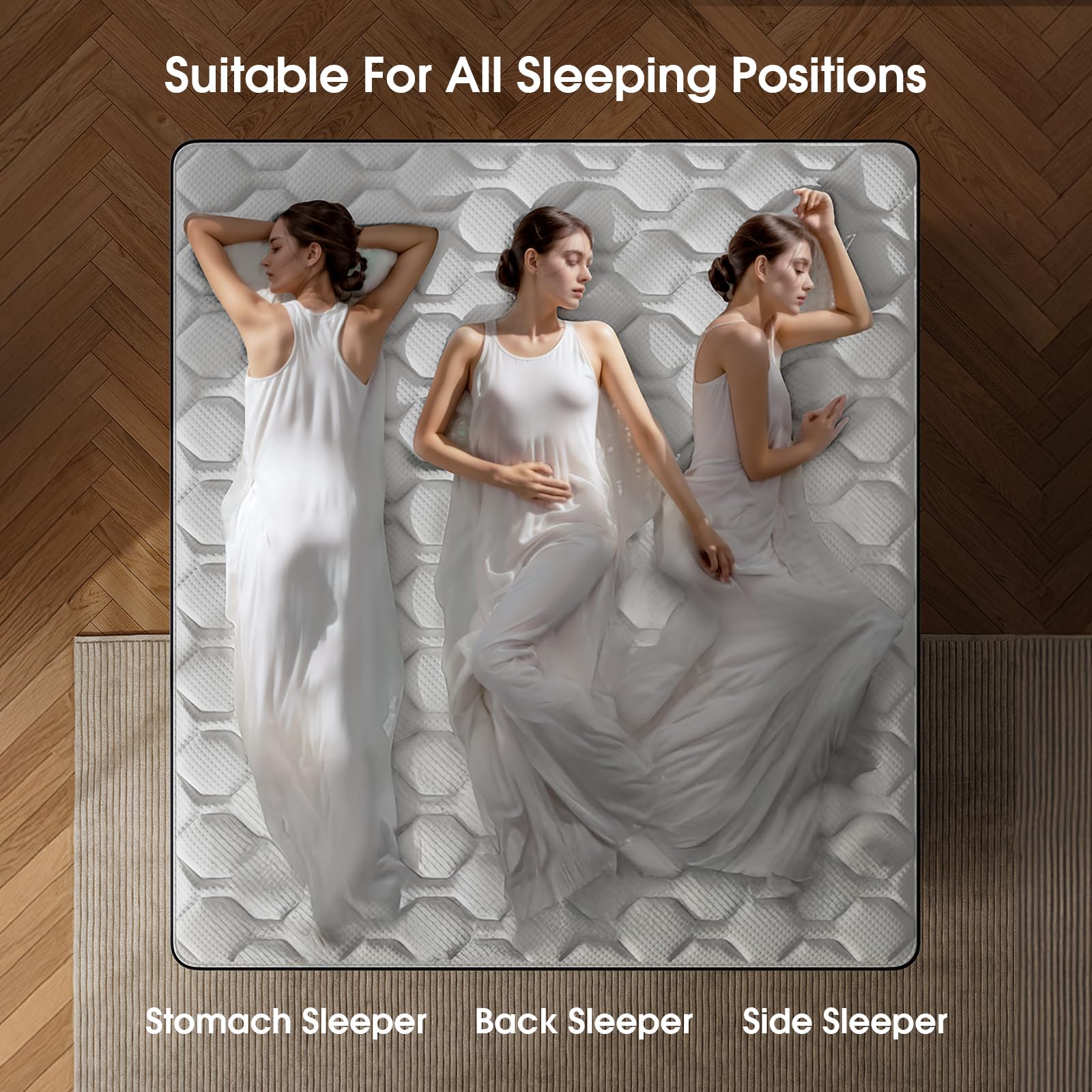 Kaurelax Queen Size Mattress,12 Inch Queen Mattress In A Box,Superior Hybrid Mattress With Gel Memory Foam Or Lumbar Support,100