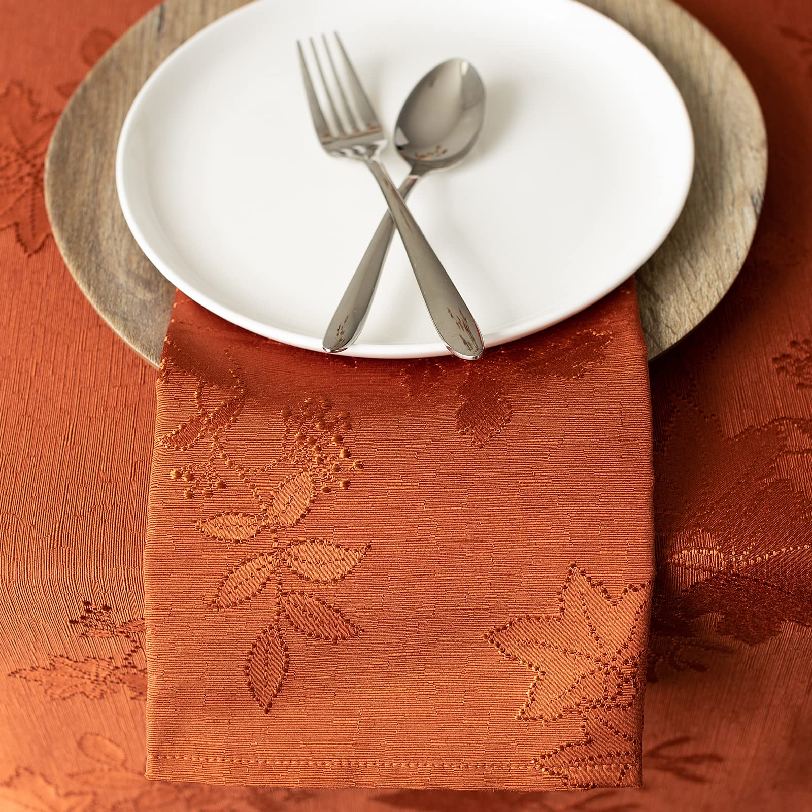 Benson Mills Tablecloth, Countryside Leaves Damask Fabric Tablecloth, Fall, Harvest & Thanksgiving Table Cloth(Rust/Burnt Orange