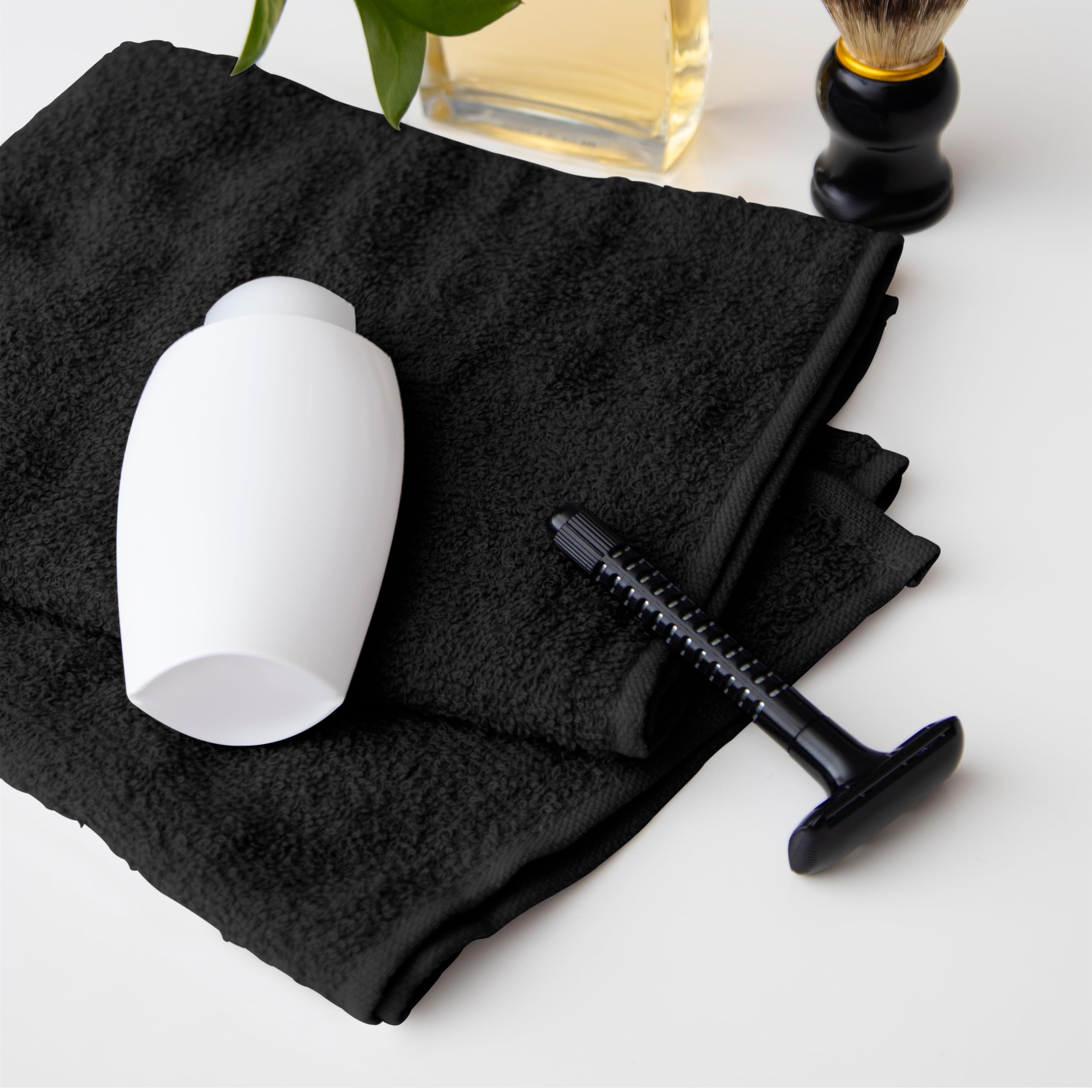 Avalon Salon Towels - 24 Pack Black Hand Towels 100% Cotton Spa Towels - 16x27 inches Highly Absorbable Facial Towels Gym Towels