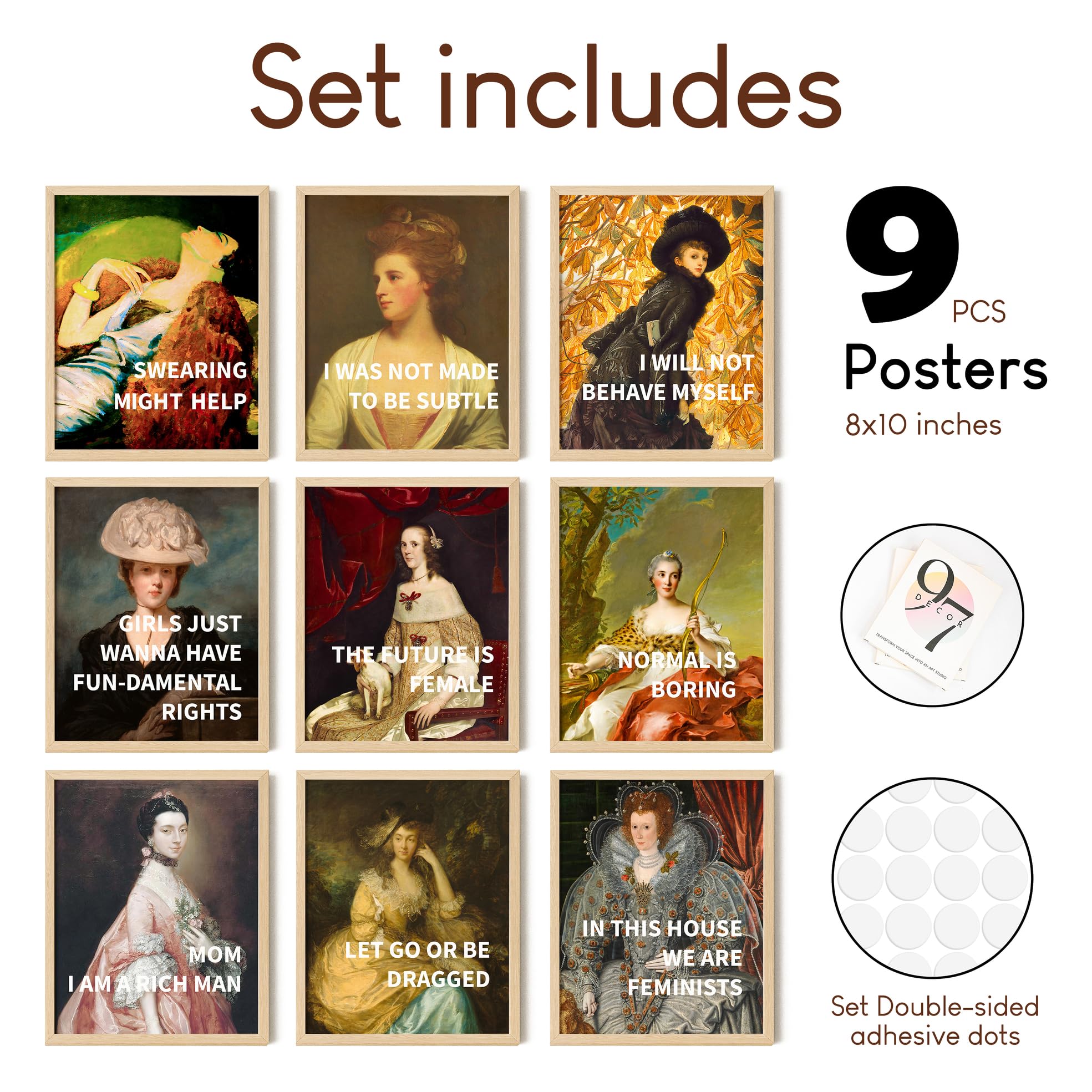 97 Decor Vintage Feminist Wall Art - Feminist Decor for Bedroom  Inspirational Feminism Poster Room Aesthetic  Feminist Gifts Fine Art Prints  Motivational Feminist Quotes for Women (8x10 UNFRAMED)