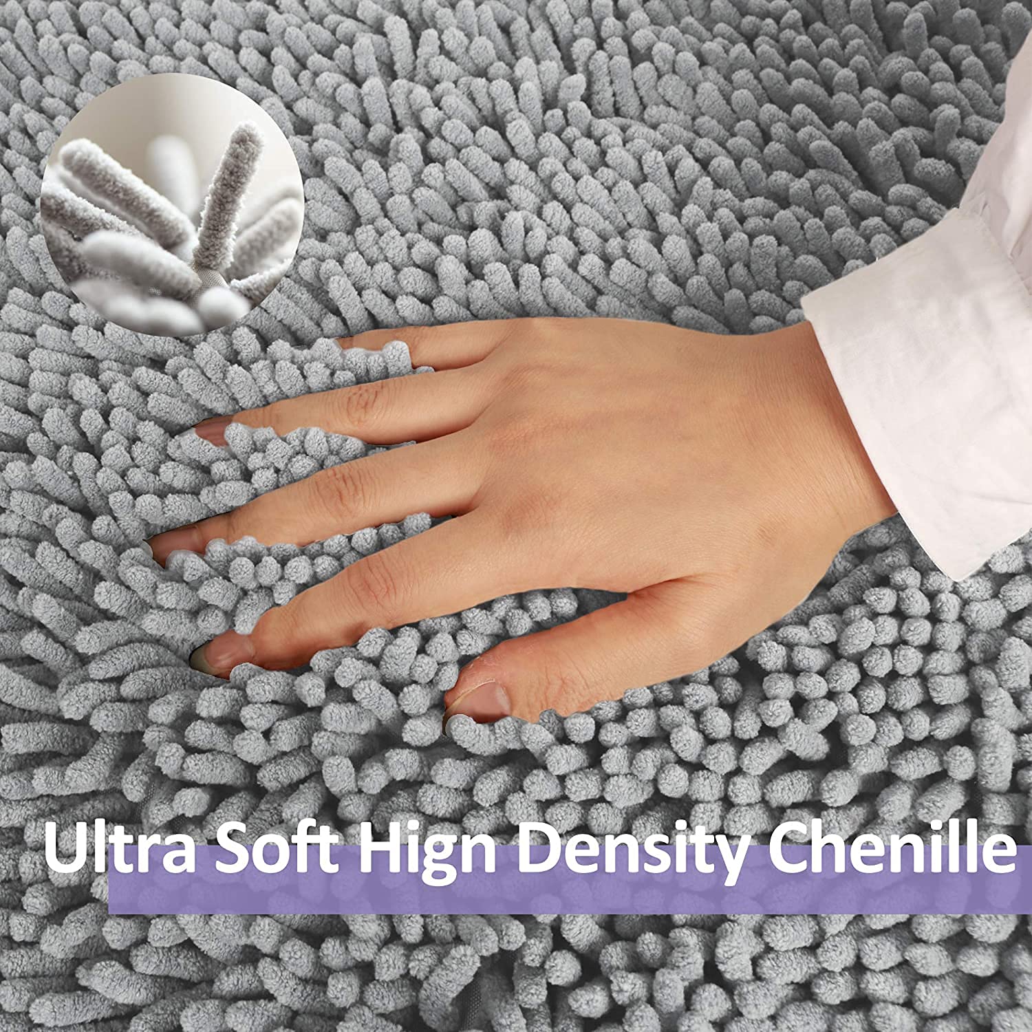 Gray Bathroom Rugs Non Slip 3 Piece Bathroom Rug Set Ultra Soft Bath Rug Absorbent Shaggy Bath Mat Set Perfect Plush Bathroom Mats Sets with U-Shaped Toilet Mat Bathroom Accessories living Rugs